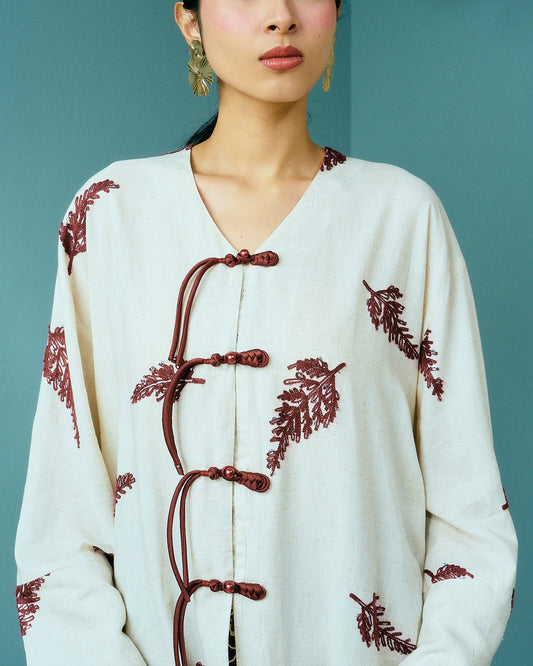 SANIYA Linen Set in Maroon