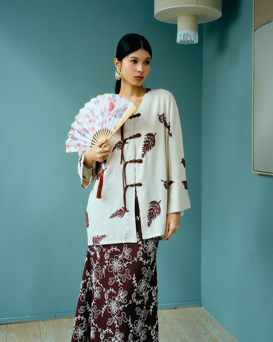 SANIYA Linen Set in Maroon