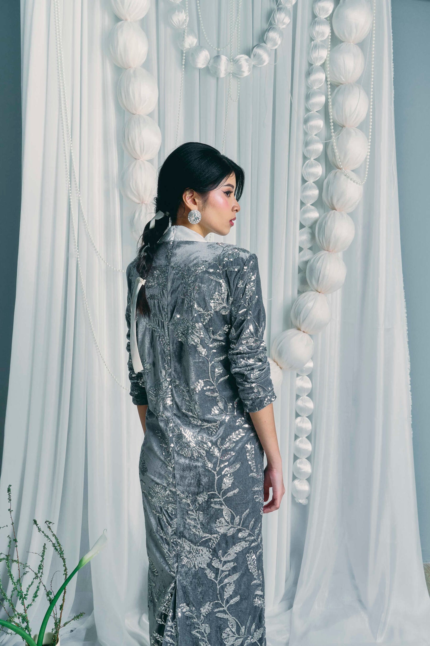 TAARA Sequin Dress in Silver