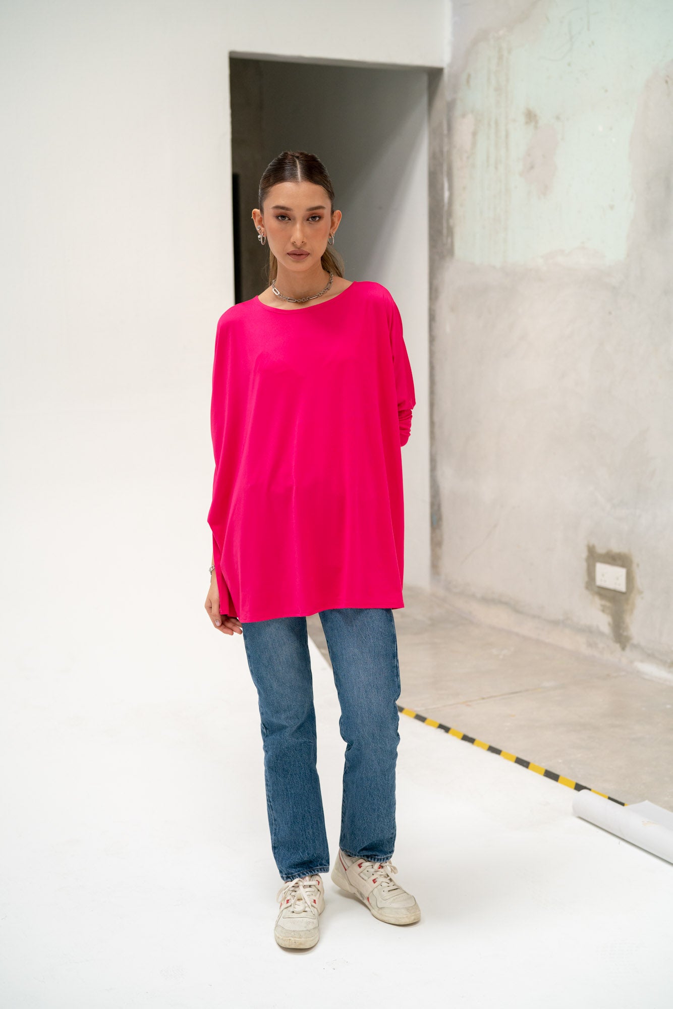 Ezra Batwing Top in Fuschia