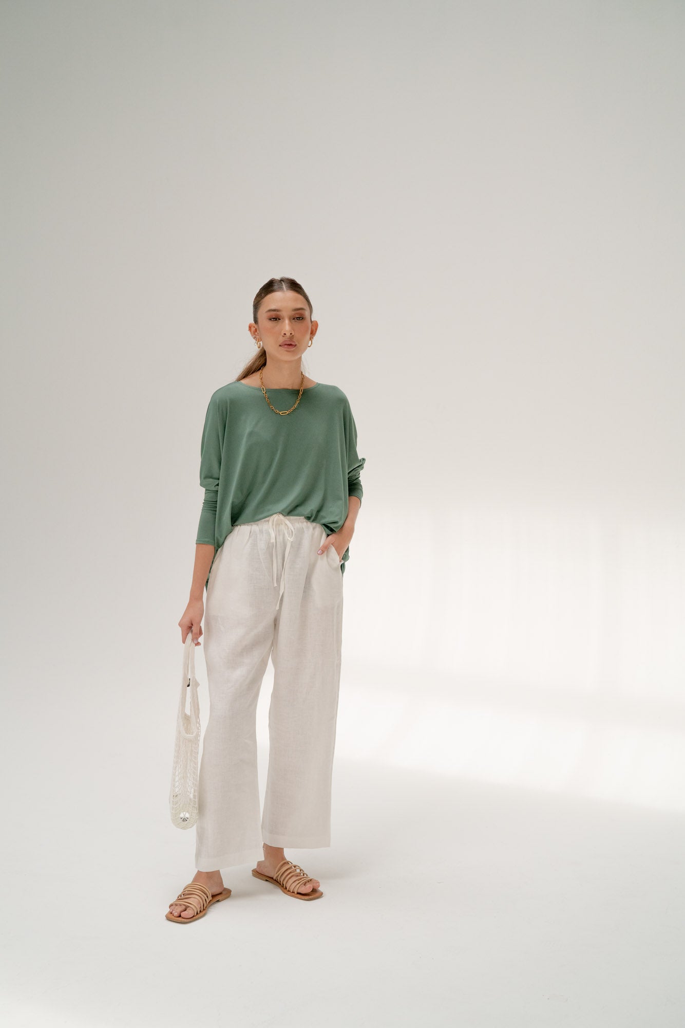 Ezra Batwing Top in Sage