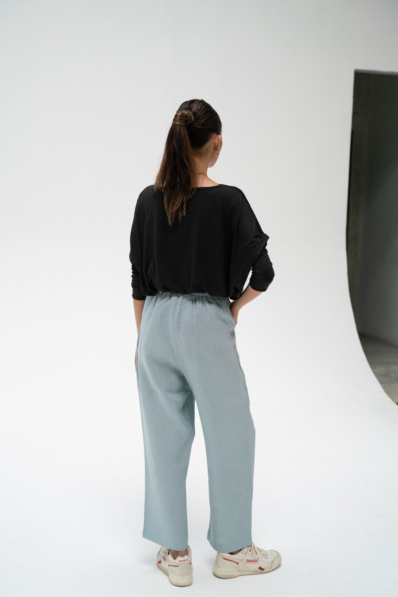 Zoe Linen Pants in Dusty Blue
