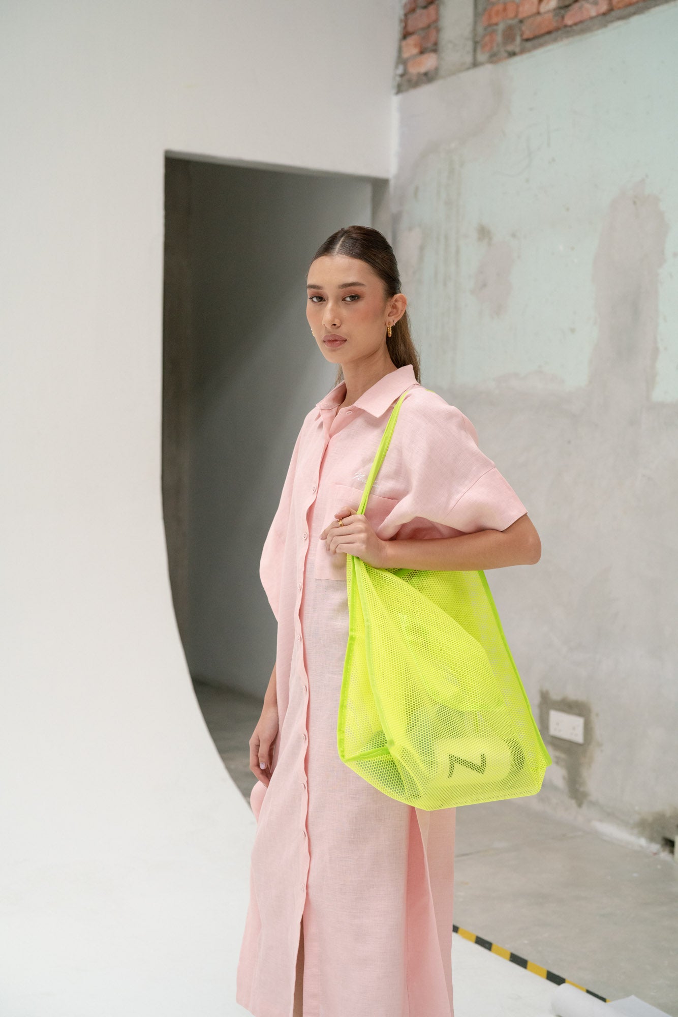 Hailey Linen Kaftan Dress in Pink