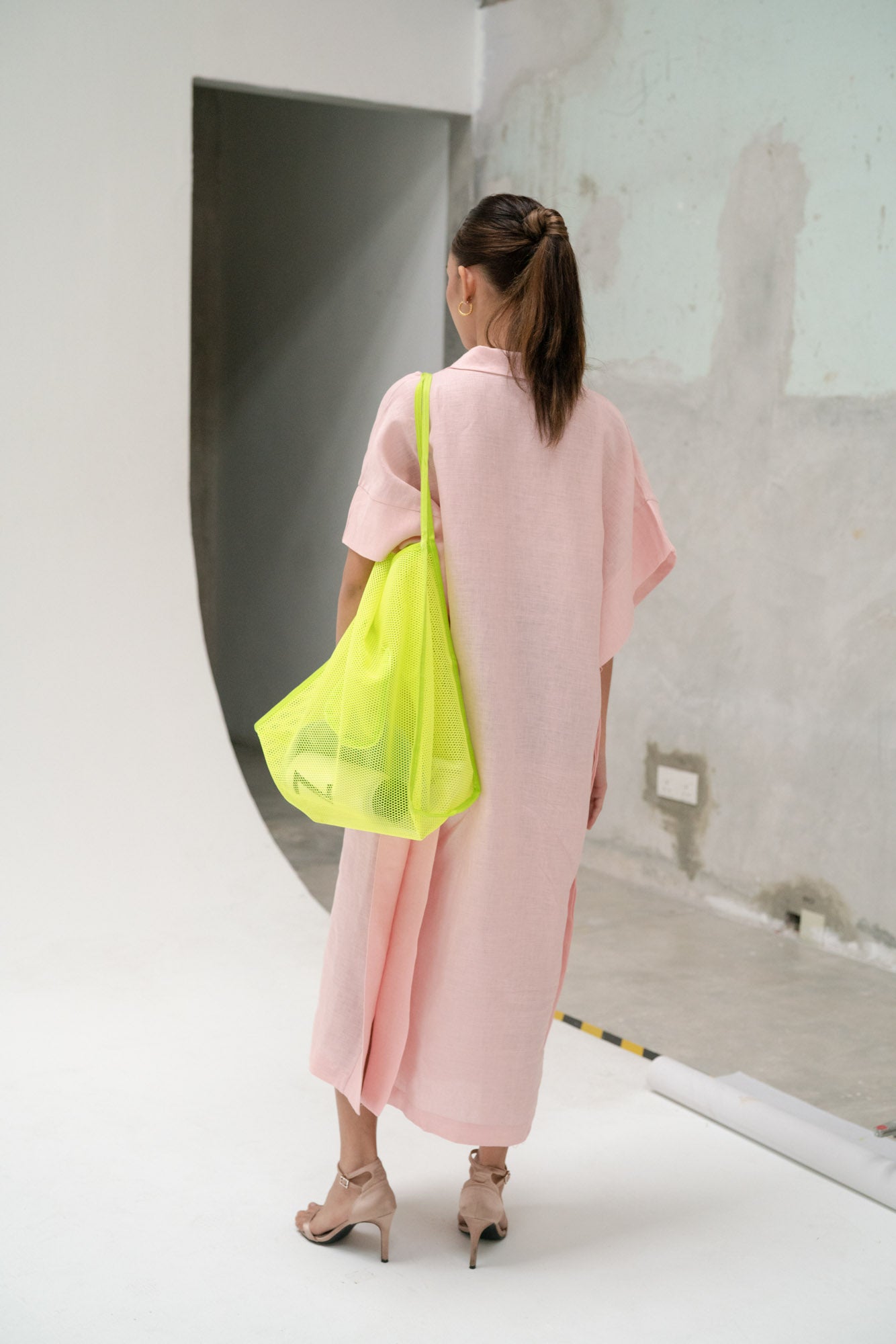 Mesh Tote Bag in Neon Yellow