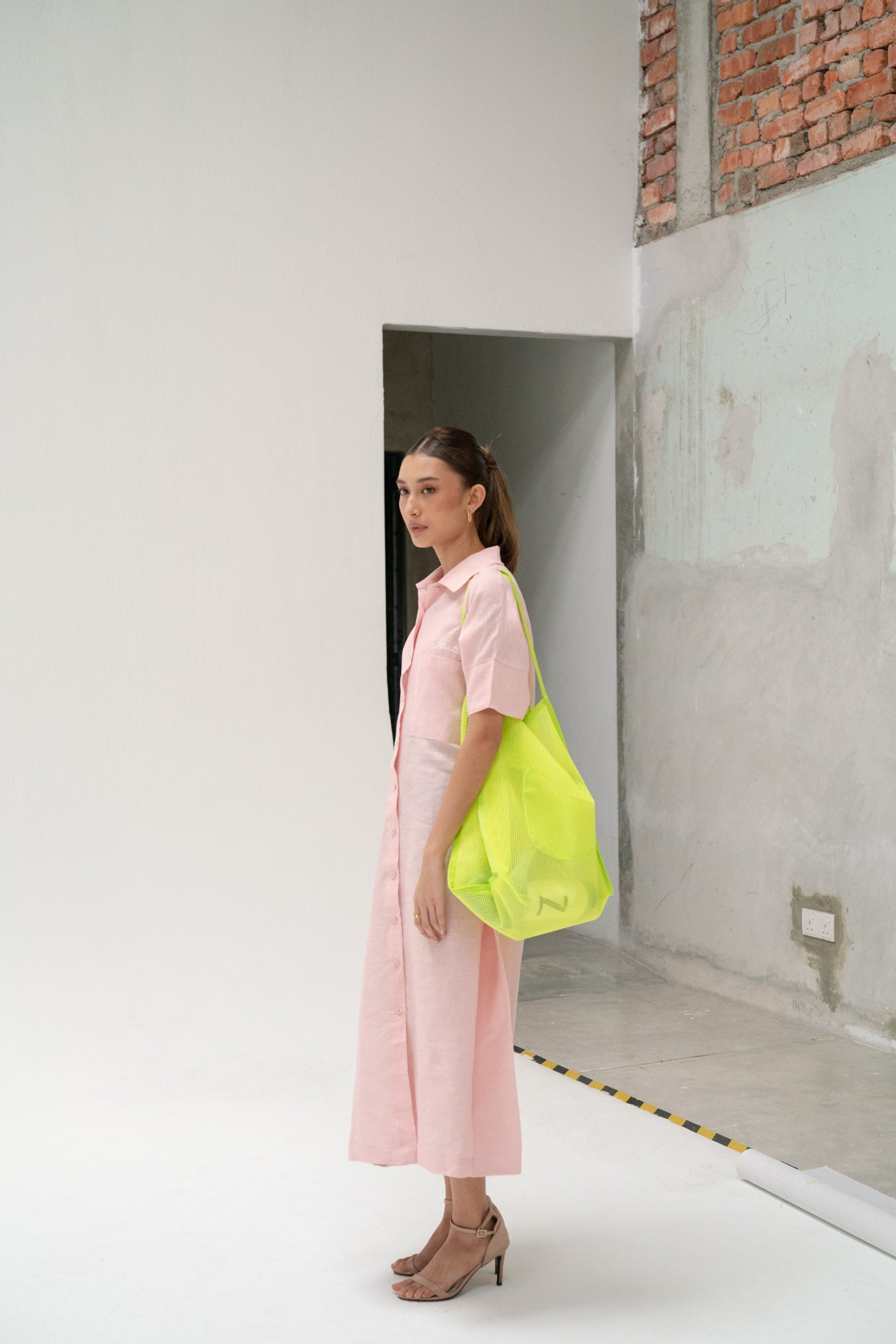 Hailey Linen Kaftan Dress in Pink