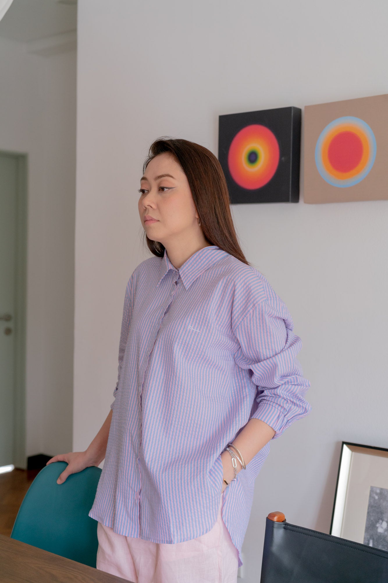 Serena Stripe Shirt in Lilac / Blue