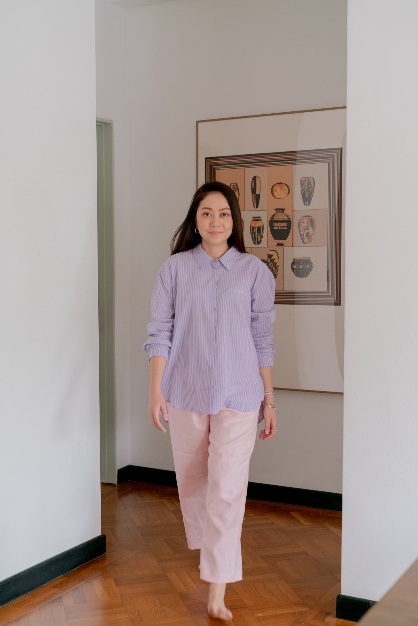 Serena Stripe Shirt in Lilac / Blue