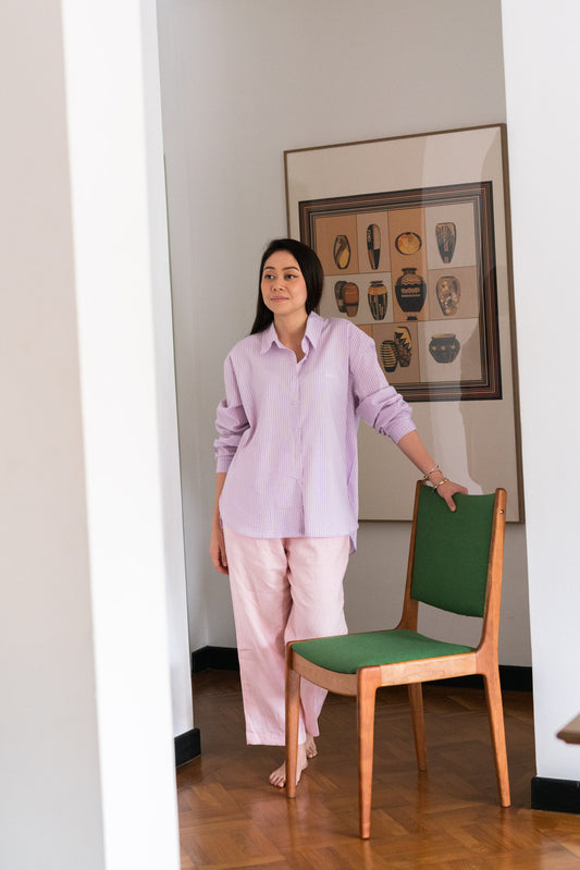 Serena Stripe Shirt in Purple / Pink