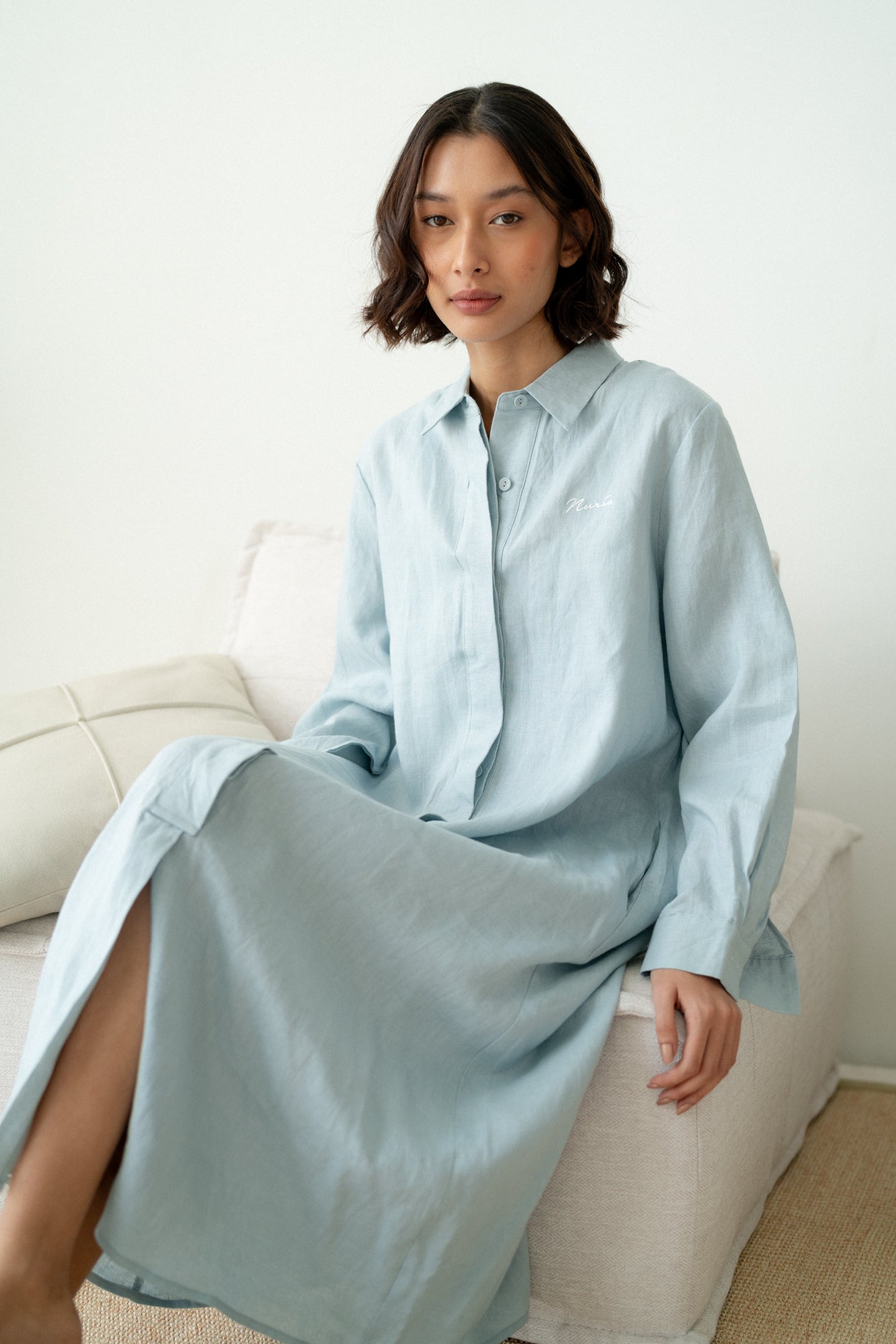 Mia Collared Dress in Blue