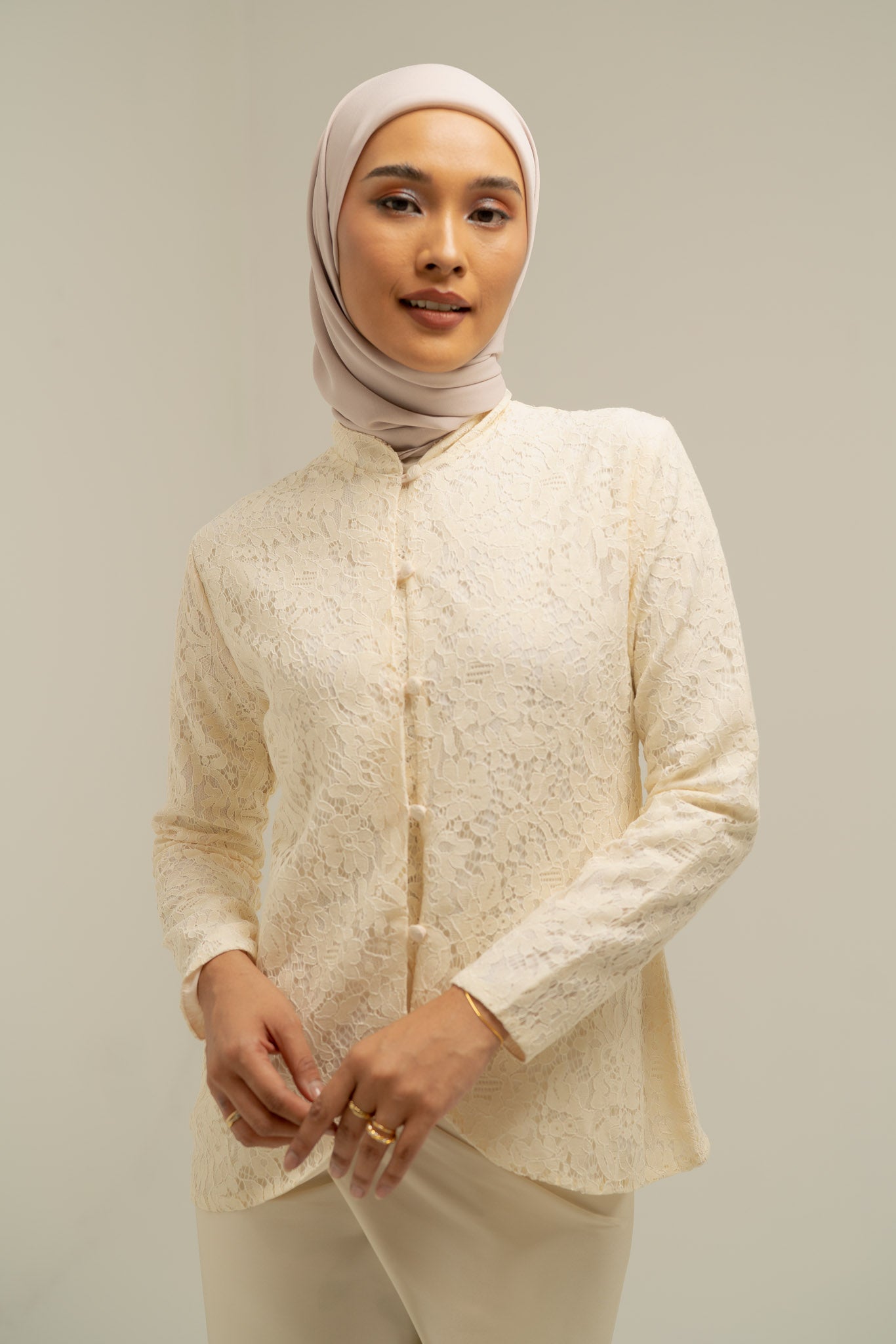 Hira Kebaya Lace Top in Beige