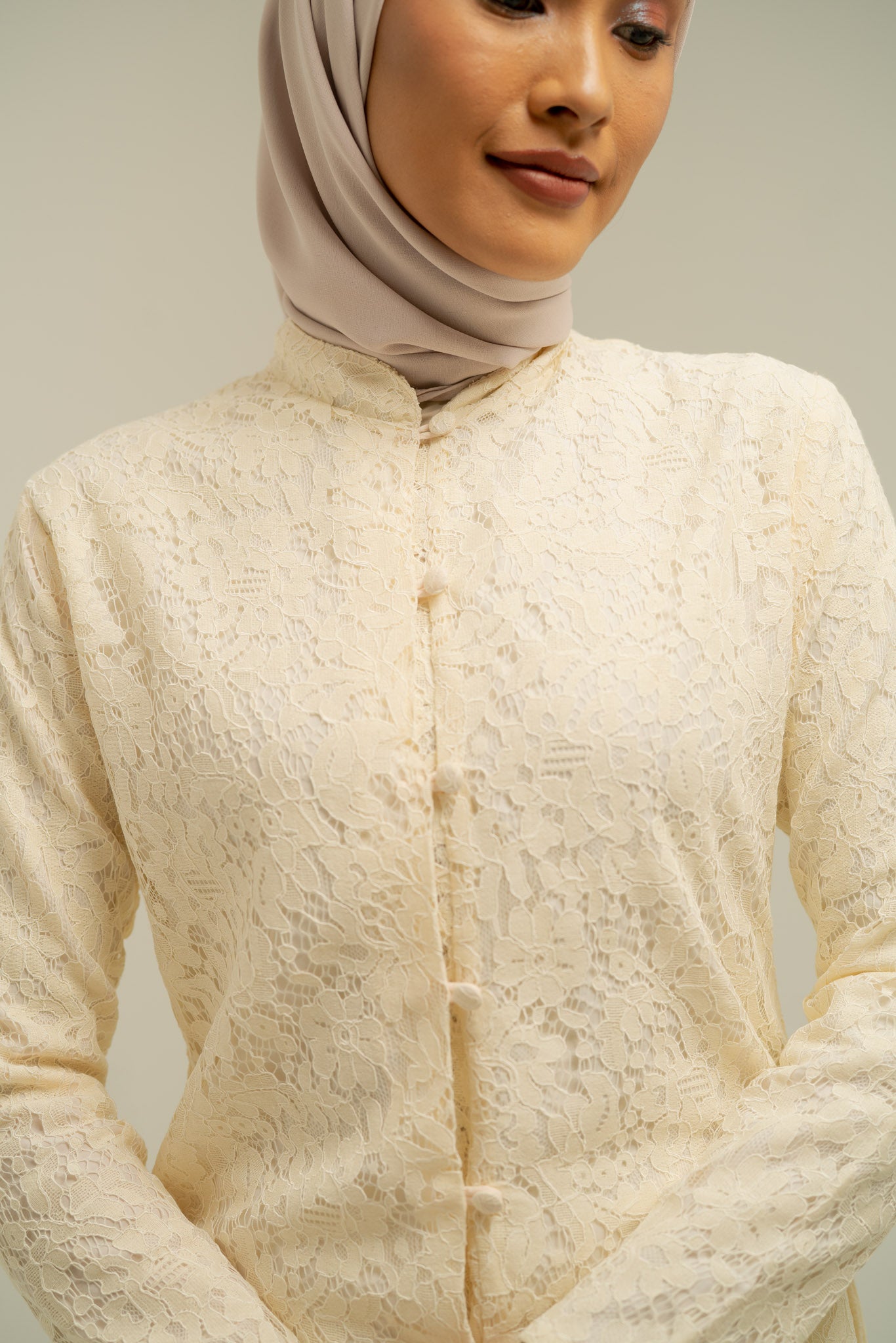 Hira Kebaya Lace Top in Beige