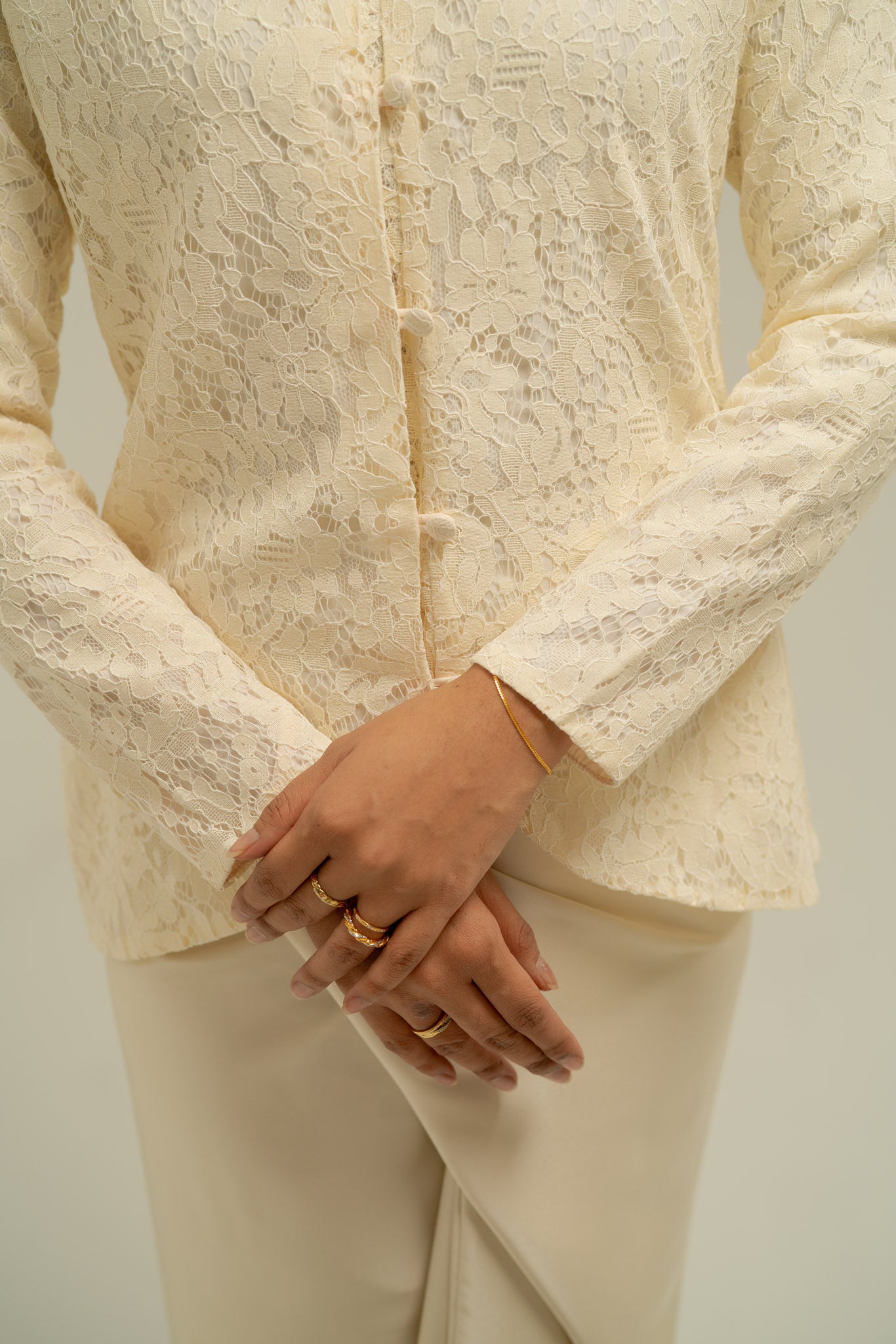 Hira Kebaya Lace Top in Beige