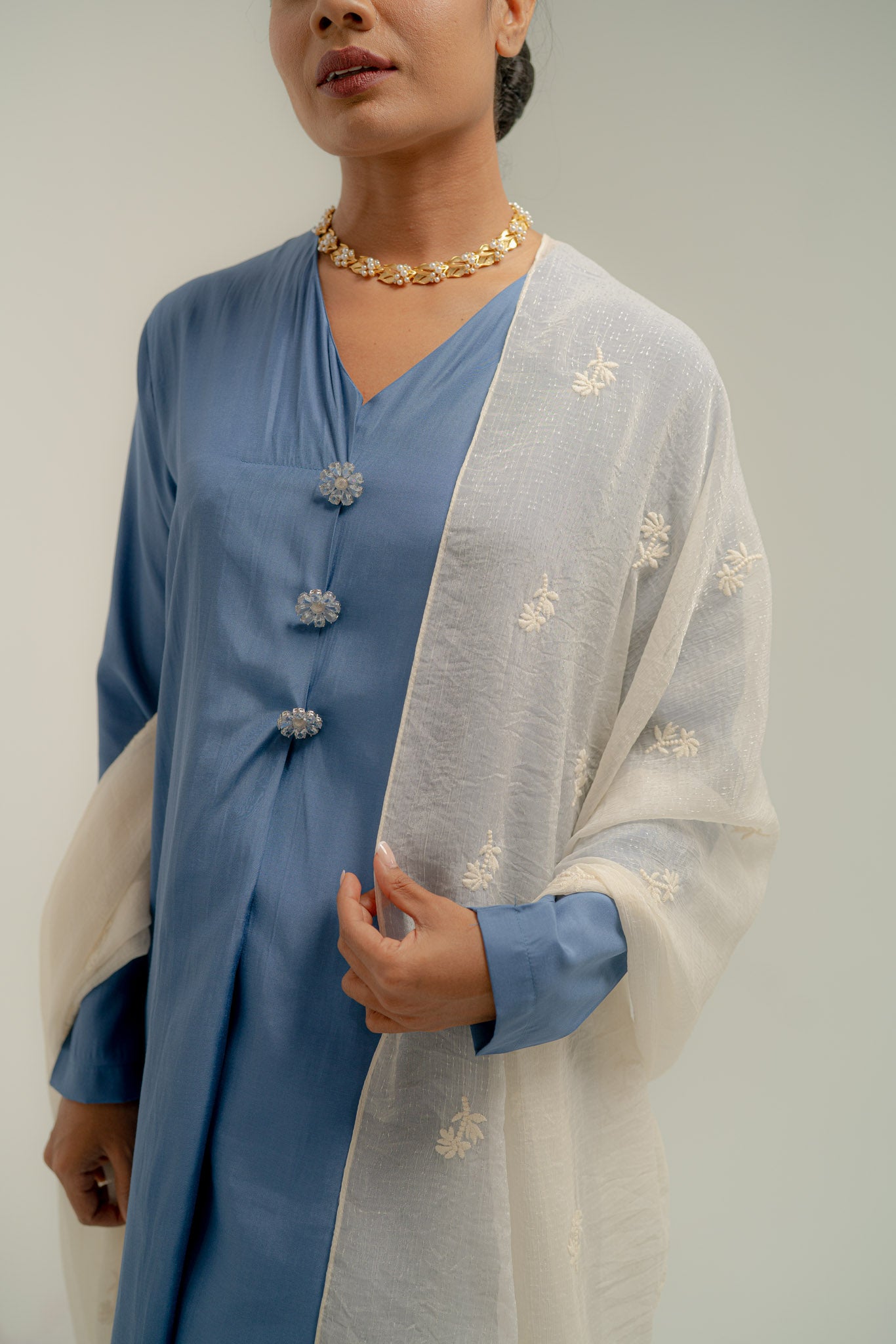 Maya Long Kebaya Top in Blue