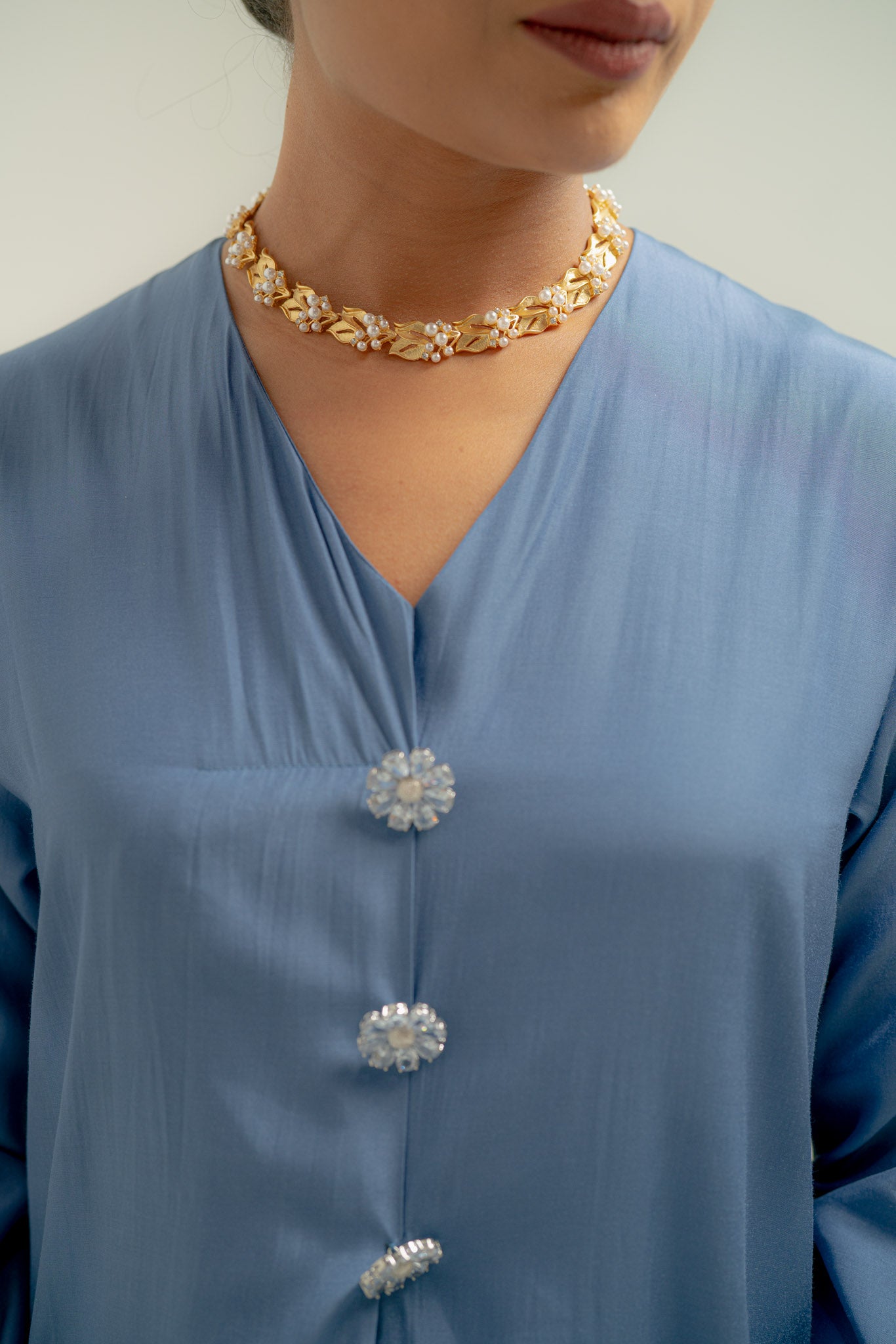 Maya Long Kebaya Top in Blue