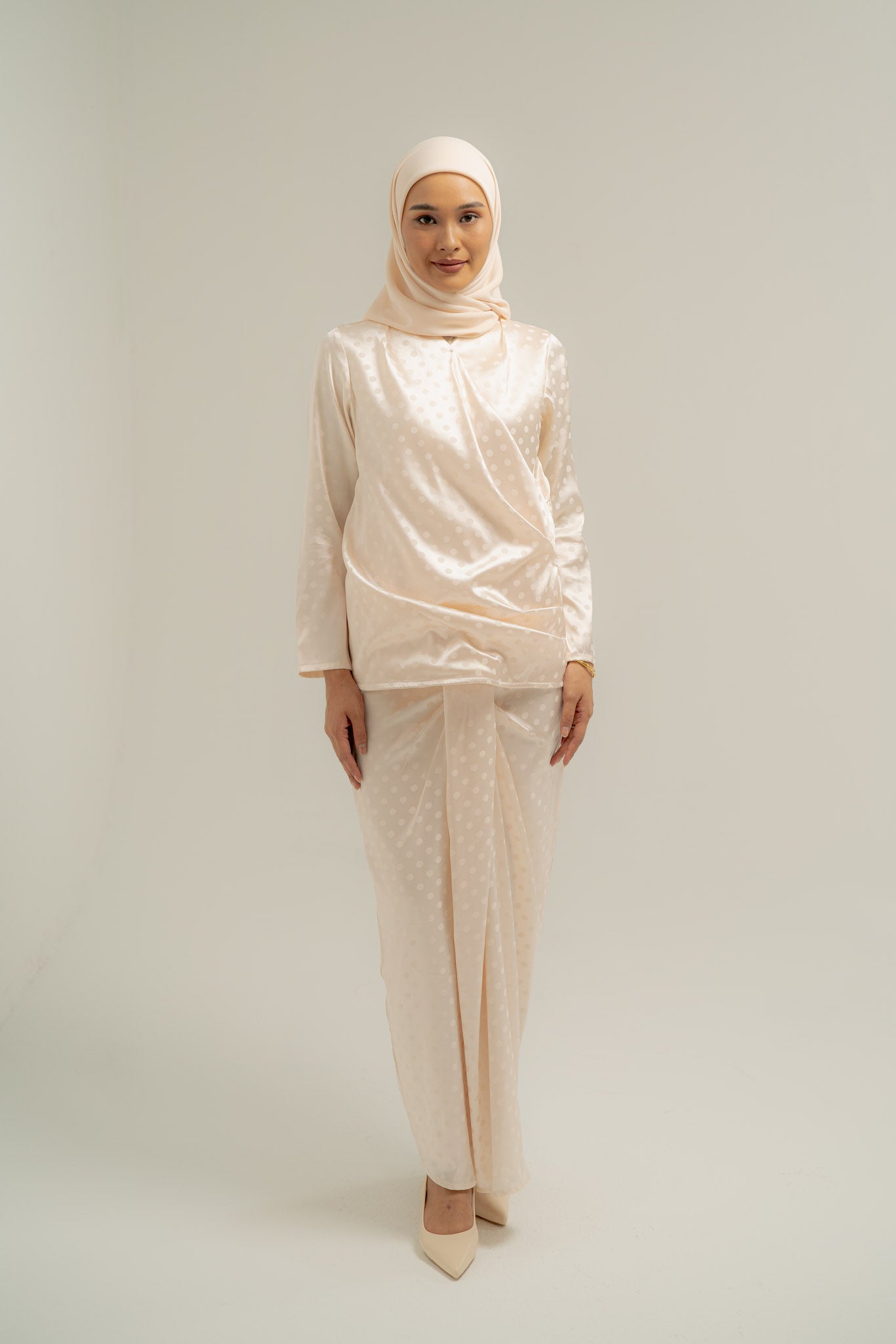 Kailani Polka Satin Jacquard in Ivory