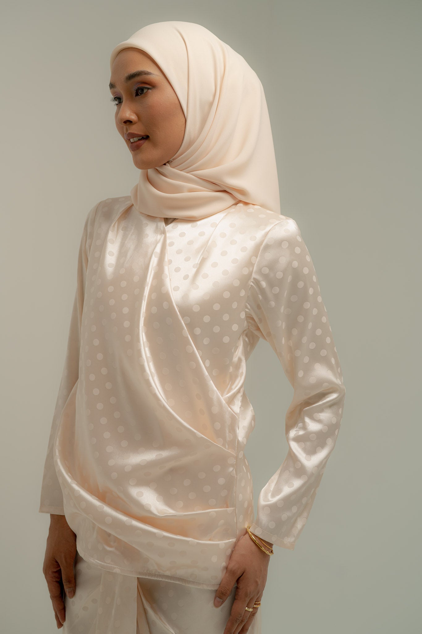 Kailani Polka Satin Jacquard in Ivory