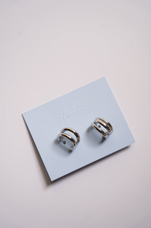 Lia Triple Hoops Earrings in Silver