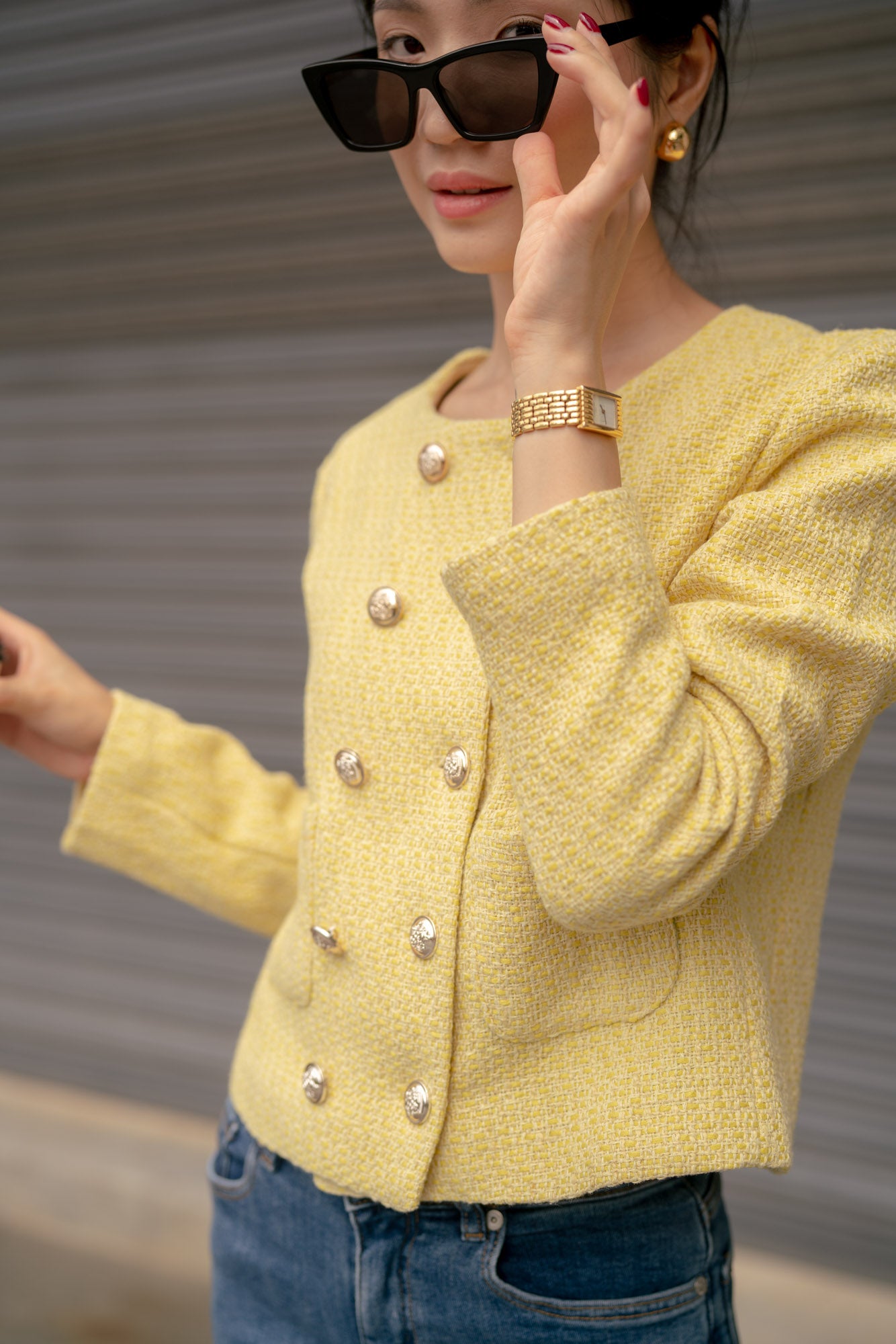 Blair Tweed Jacket in Yellow