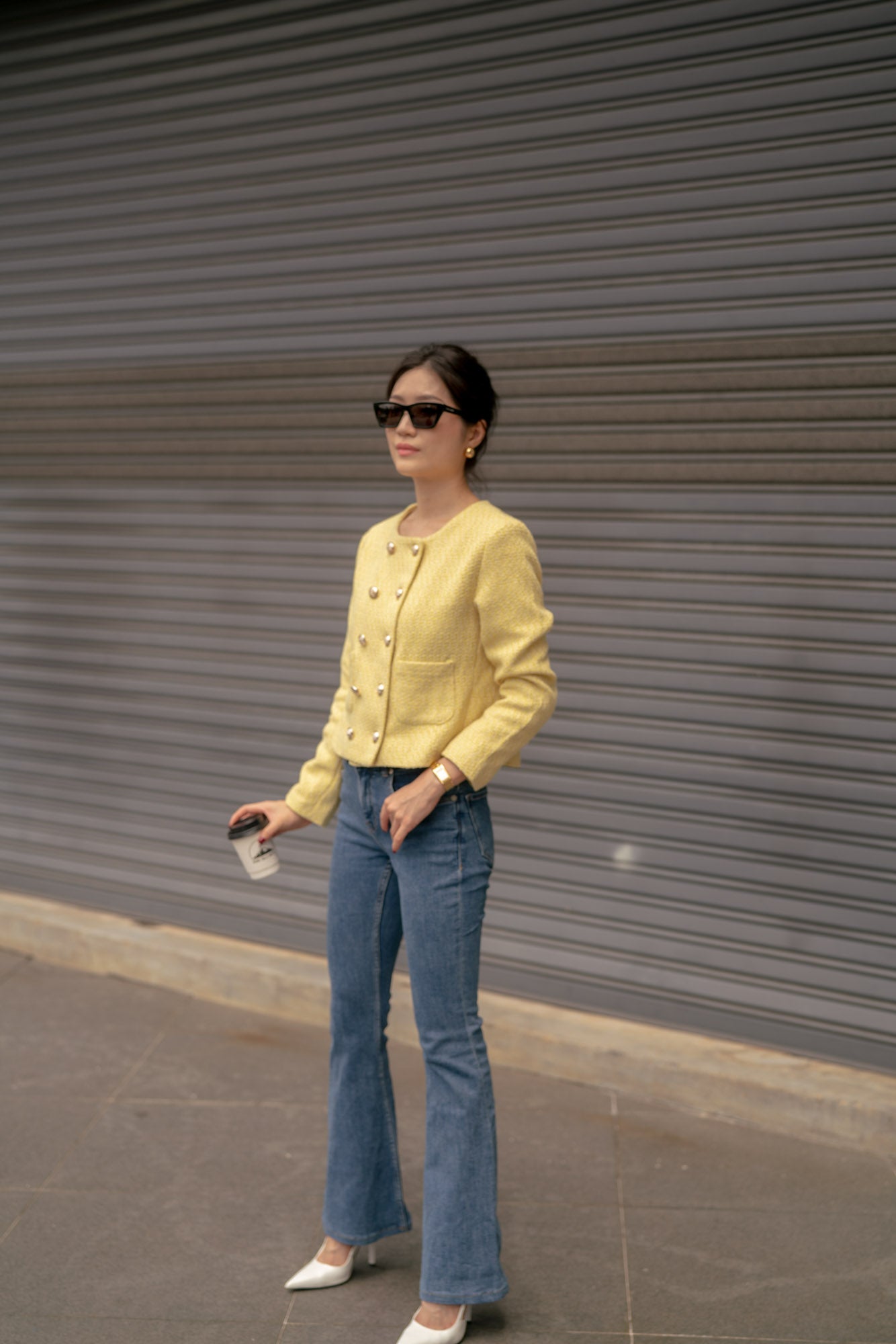 Blair Tweed Jacket in Yellow