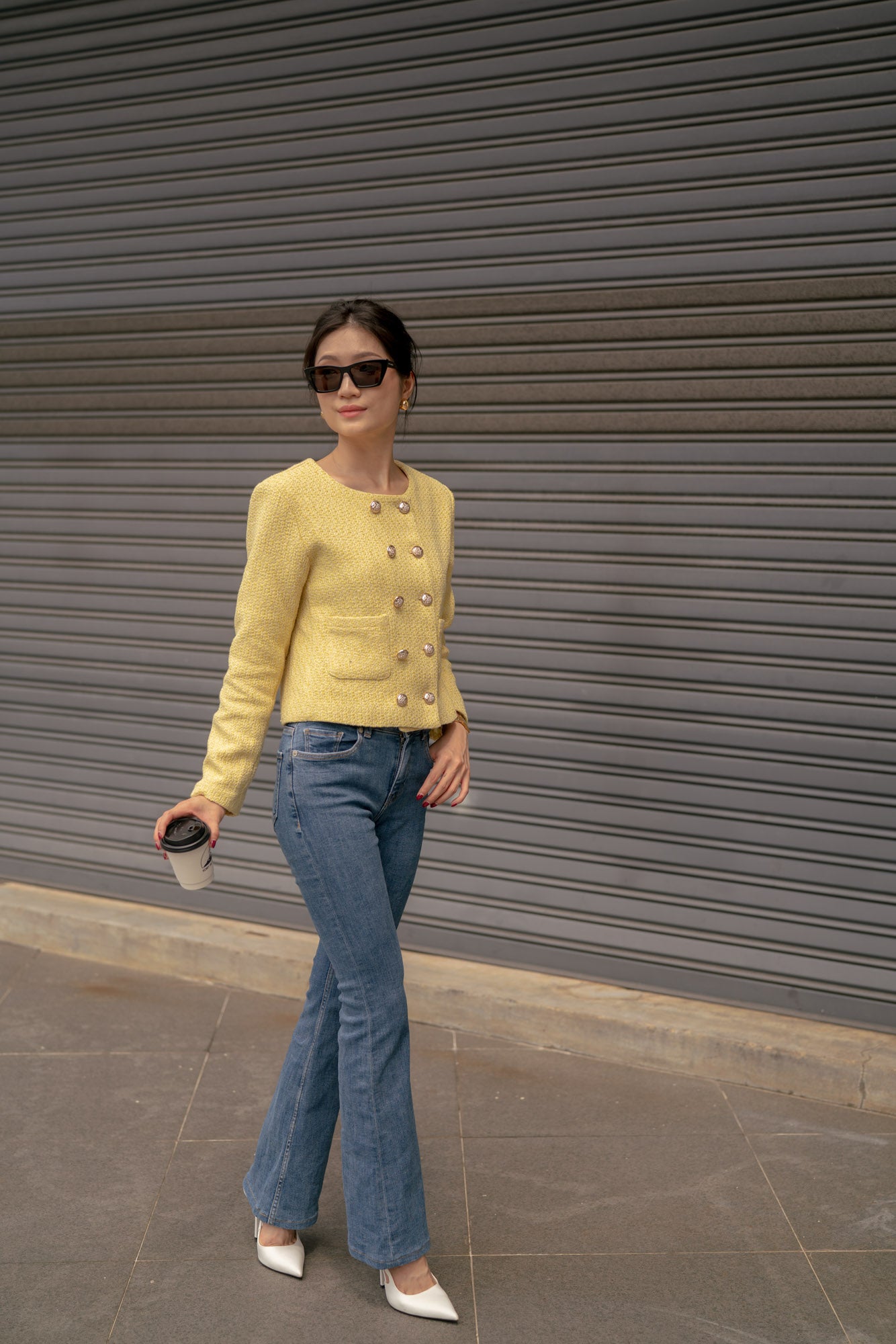 Blair Tweed Jacket in Yellow