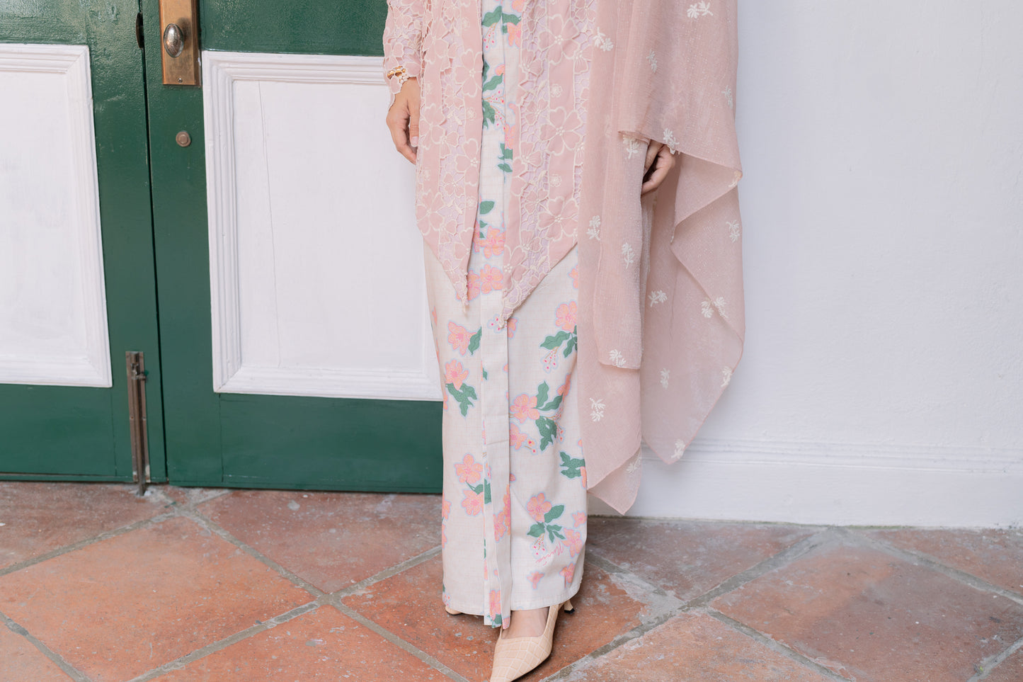 Mariani Batik Kipas Sarong in Peach/Pink