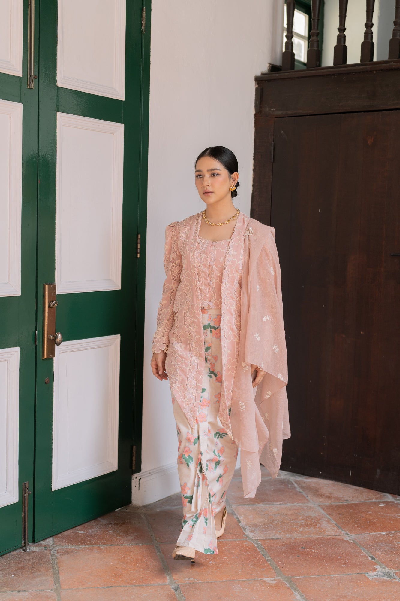 Mariani Batik Kipas Sarong in Peach/Pink