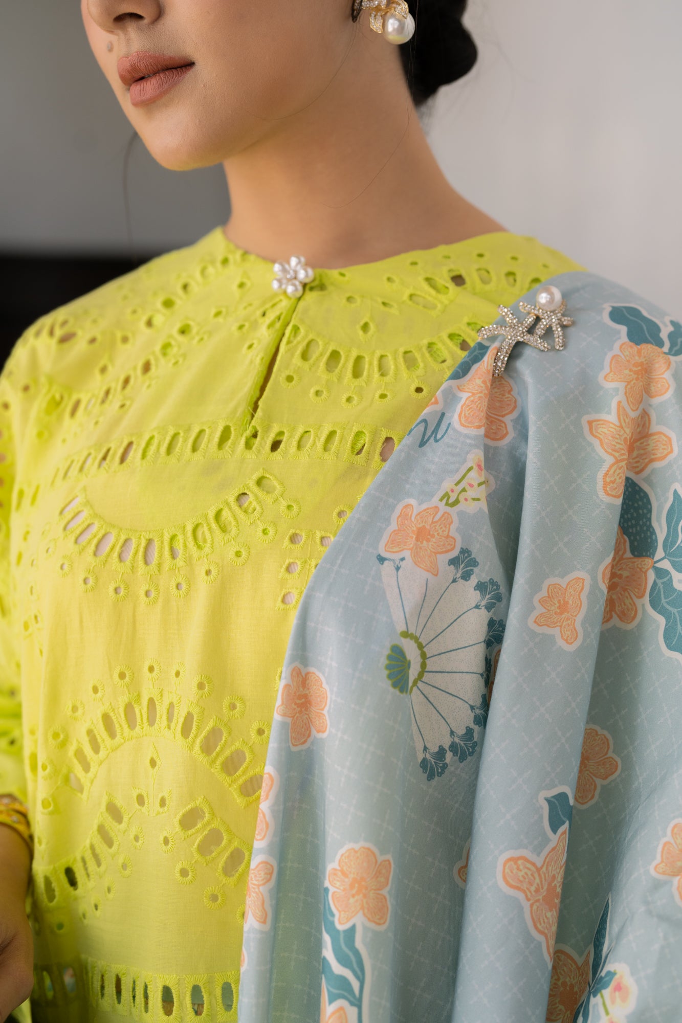 Kalsom Kurung Top in Lime