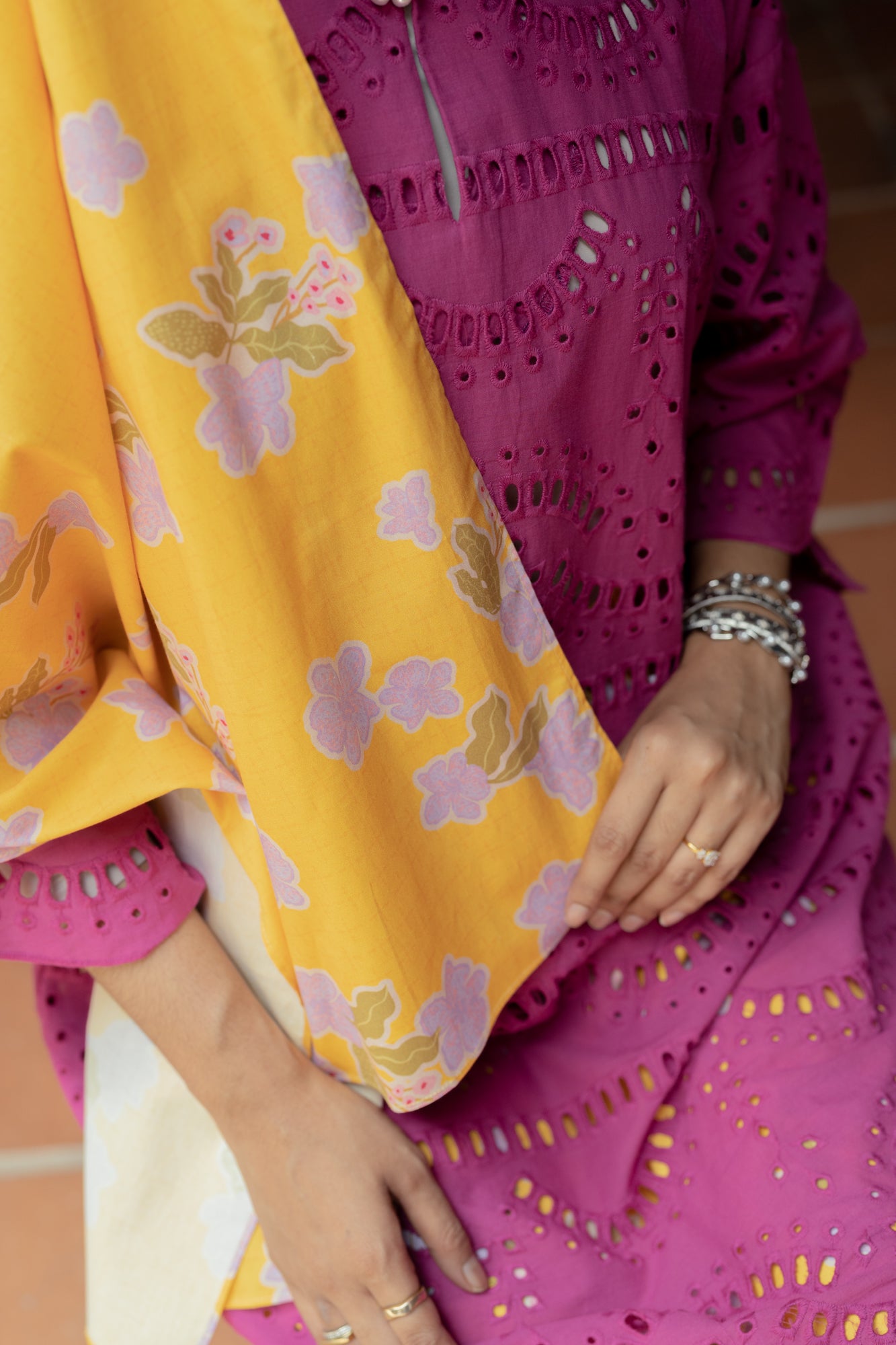 Kalsom Kurung Top in Magenta