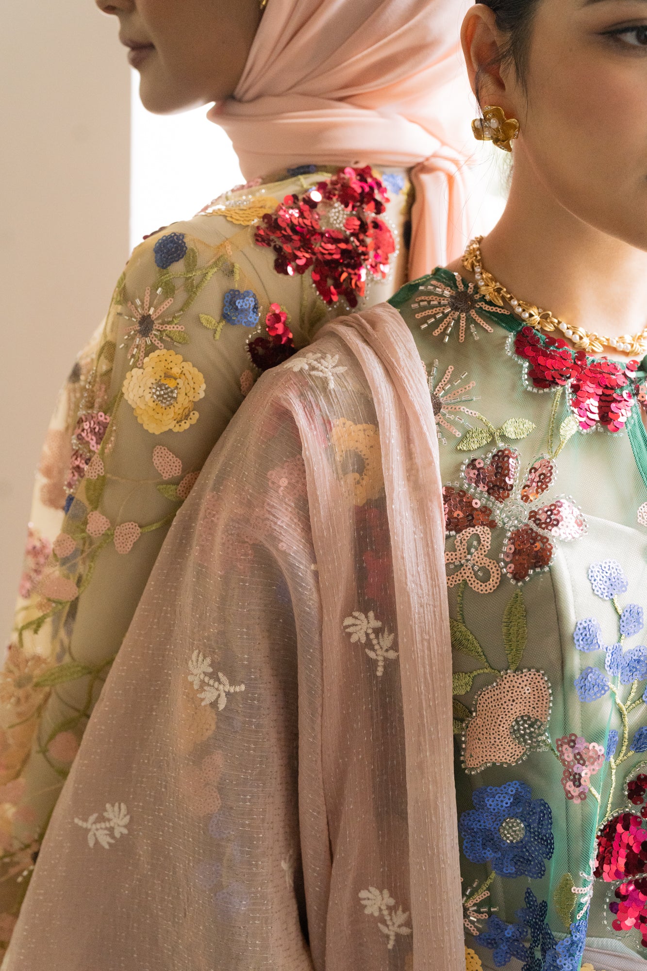 Sekar Net Floral Top in Emerald Green