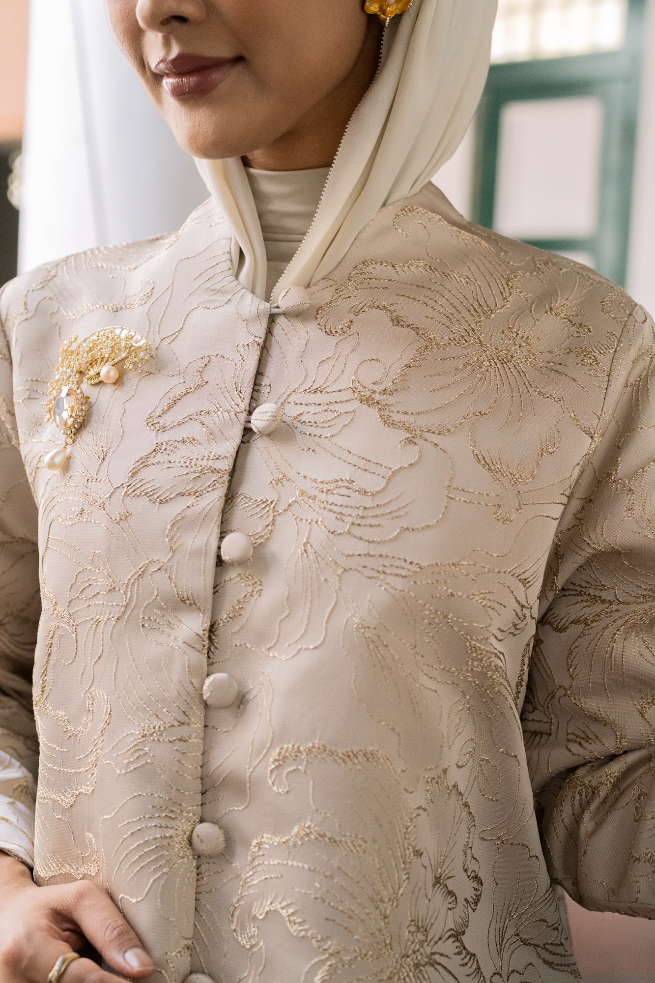 Dianti Jacquard Top in Champagne Gold