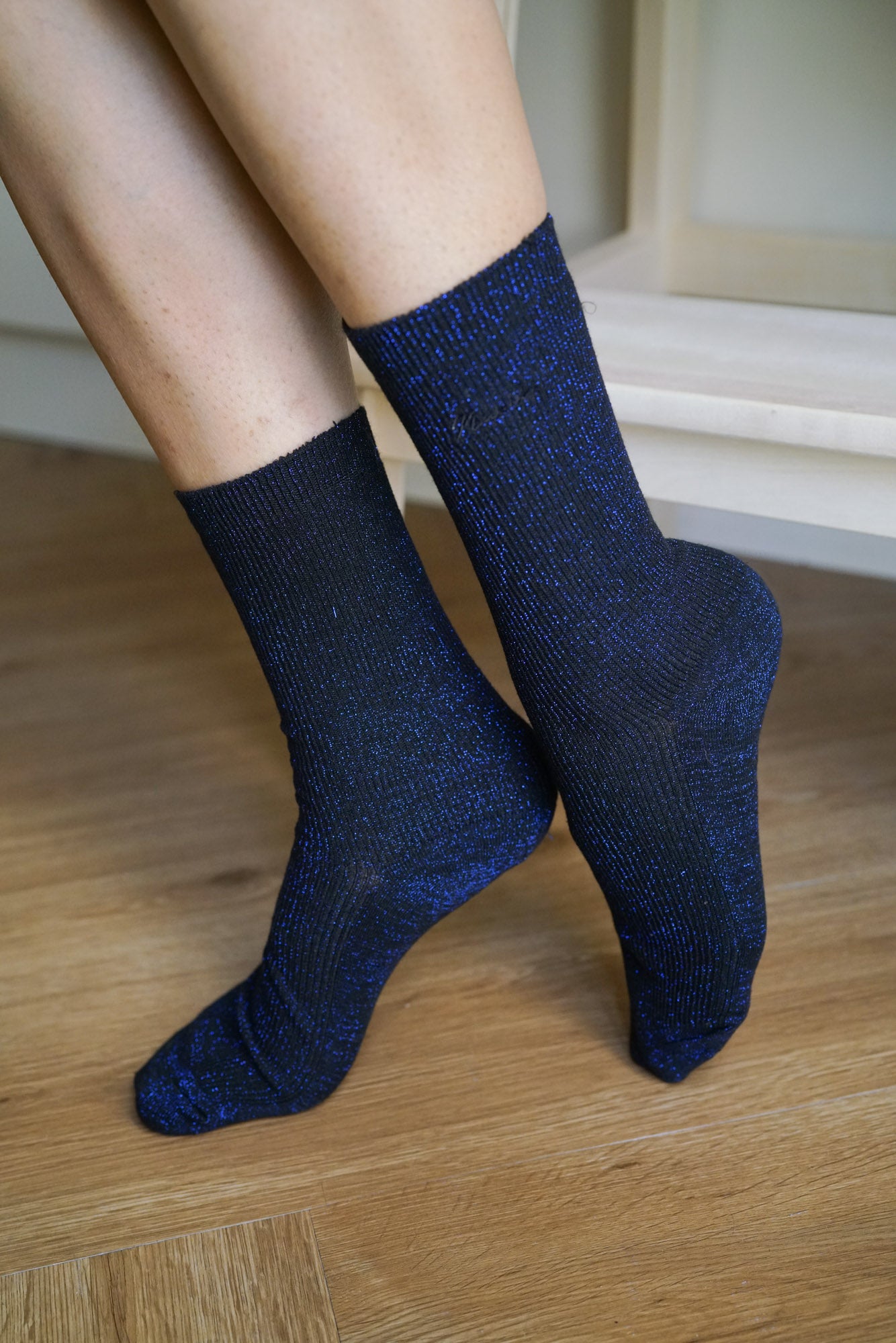 Blue Glitter Socks