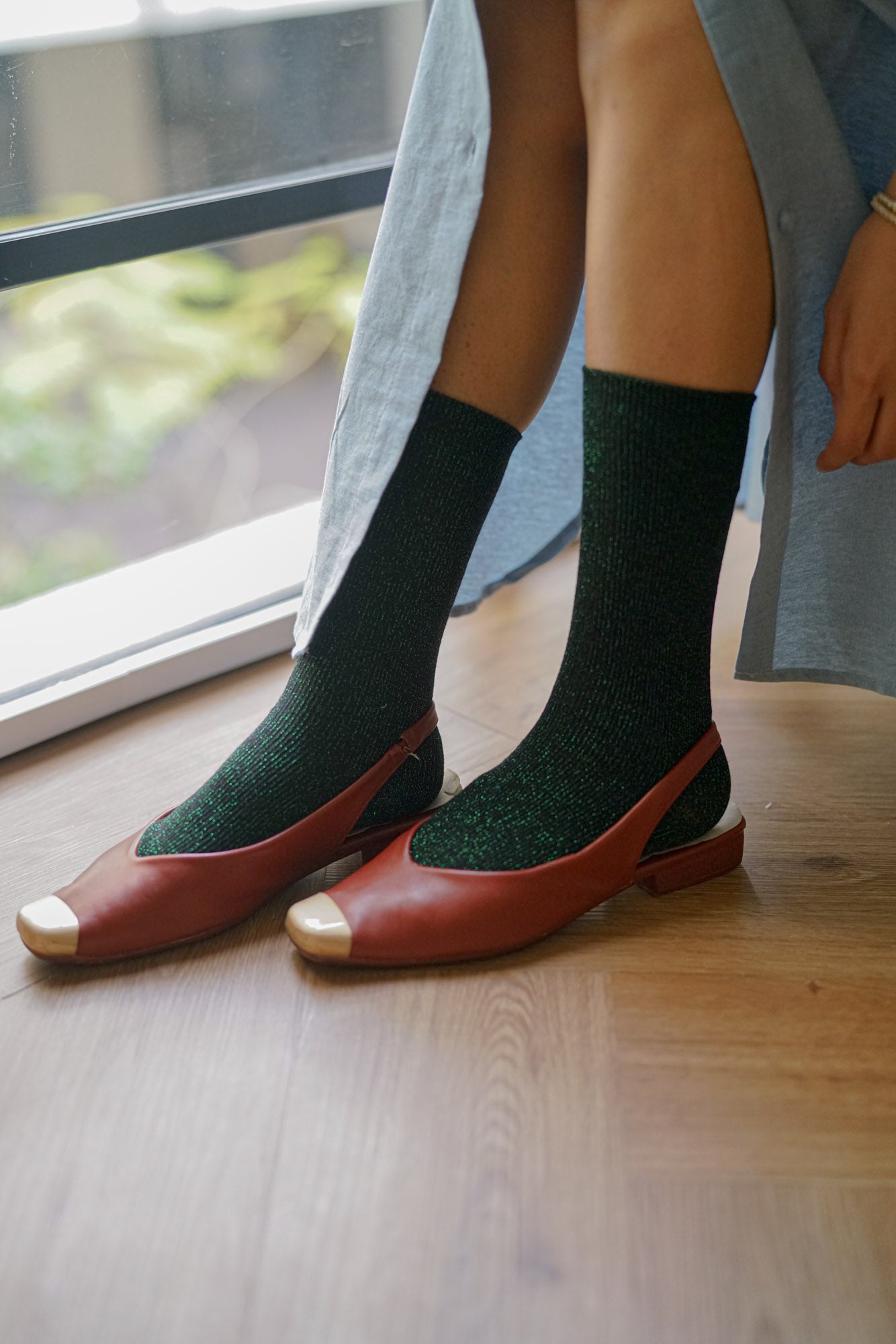 Green Glitter Socks