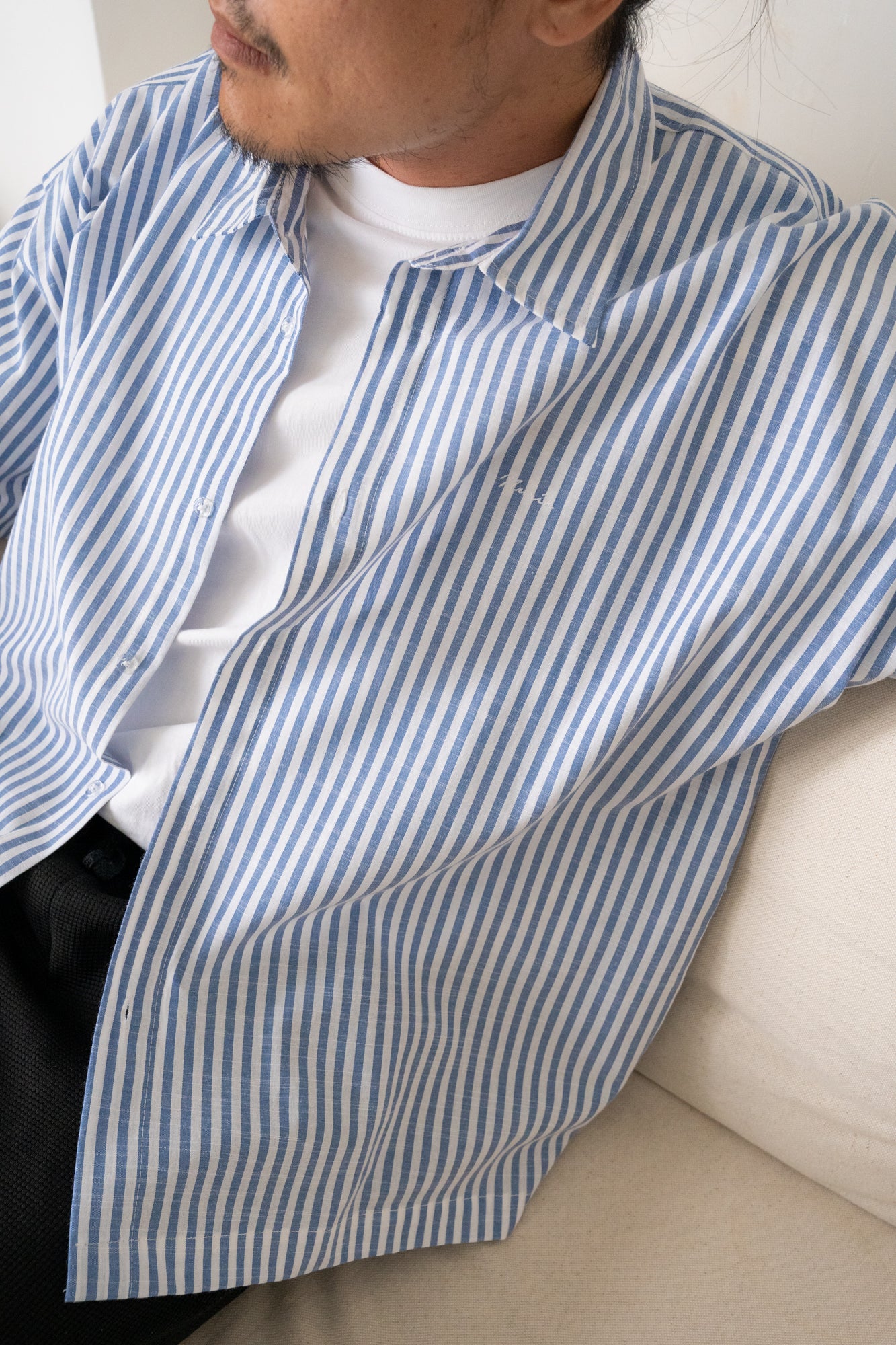 Will Boxy Striped Shirt in Dark Blue