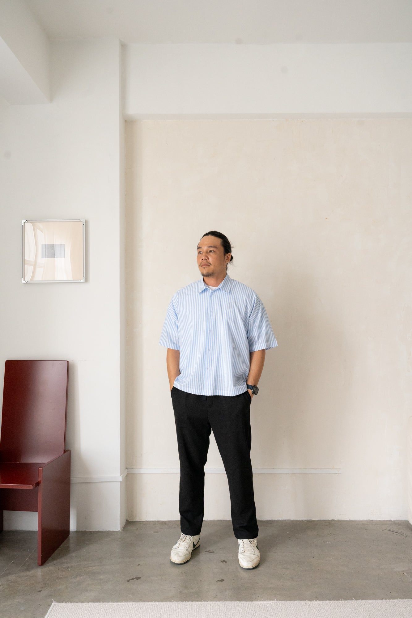 Will Boxy Striped Shirt in Baby Blue