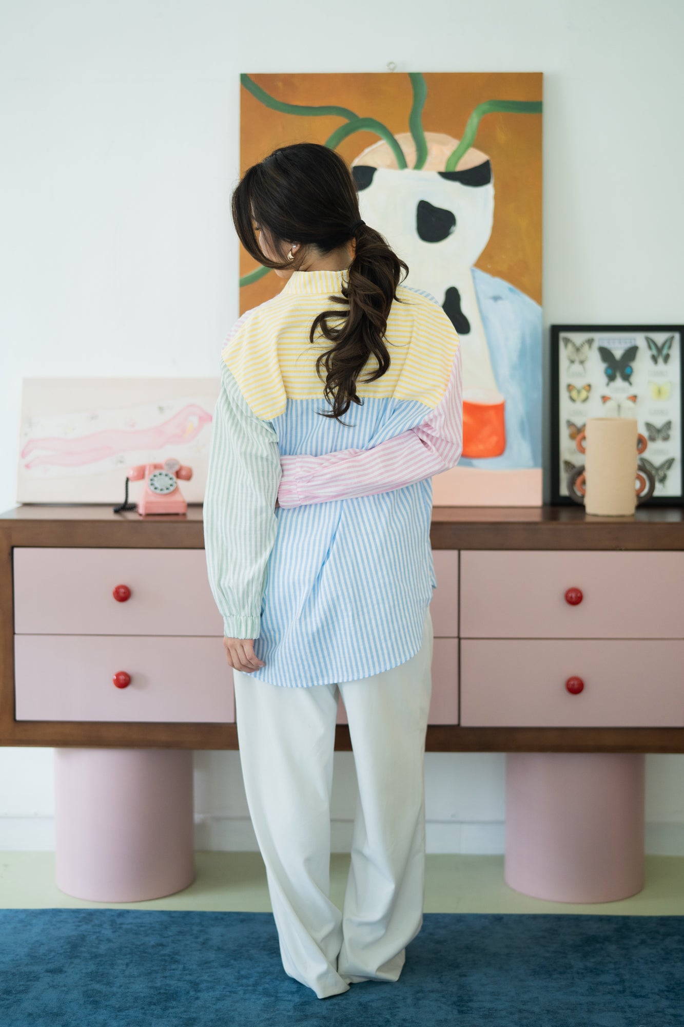 Lolly Multicoloured Striped Shirt in Blue Pink Yellow Green