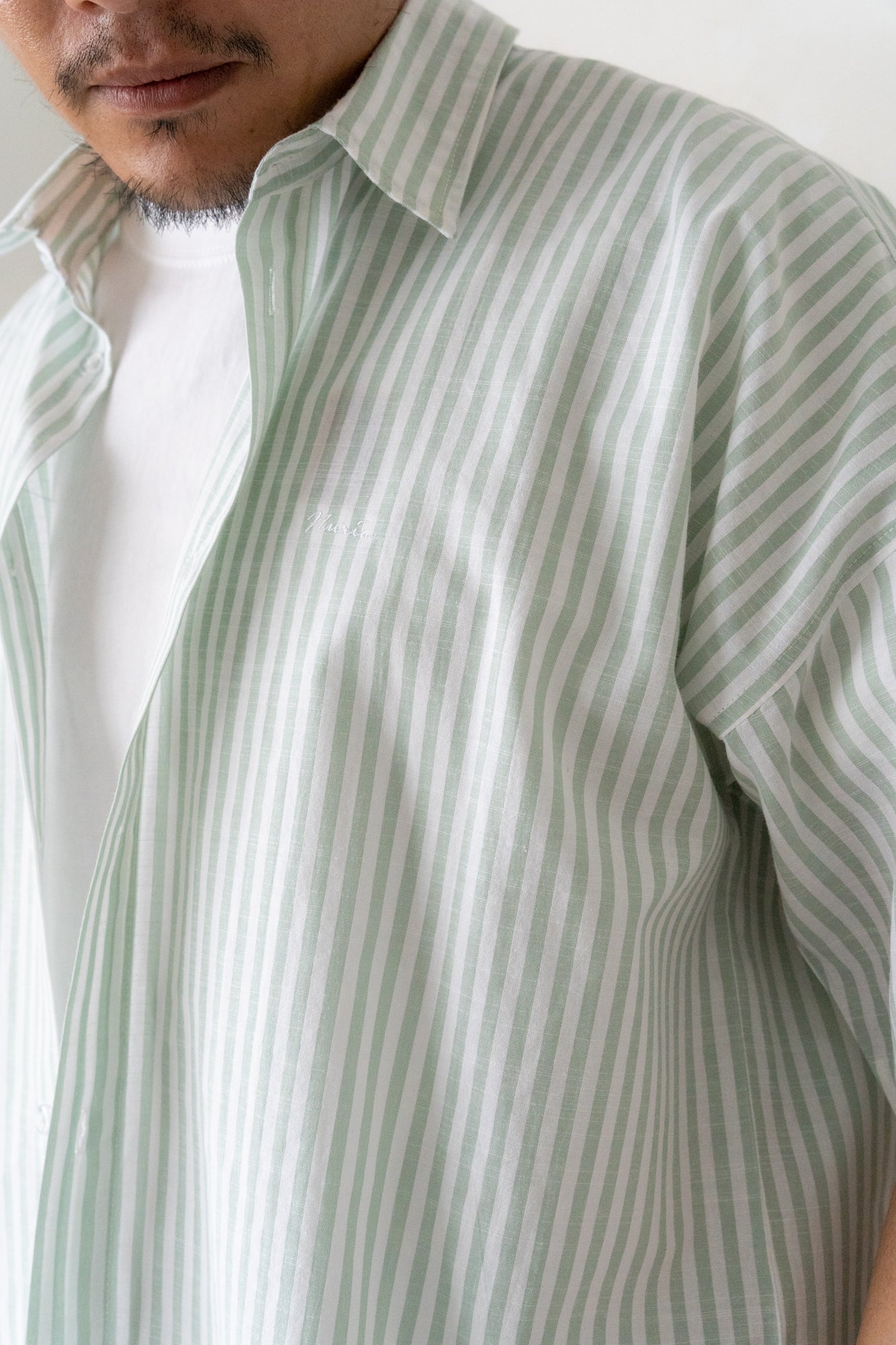 Will Boxy Striped Shirt in Mint Green
