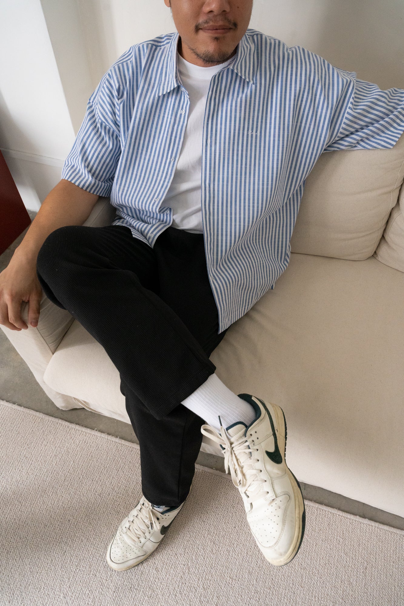 Will Boxy Striped Shirt in Dark Blue