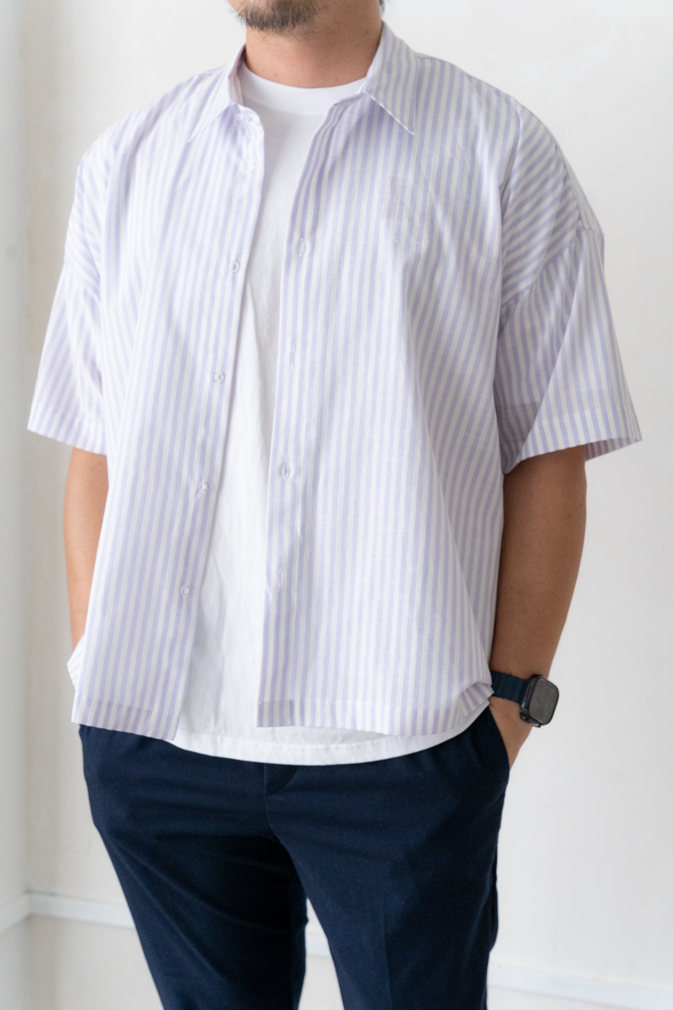 Will Boxy Striped Shirt in Lilac