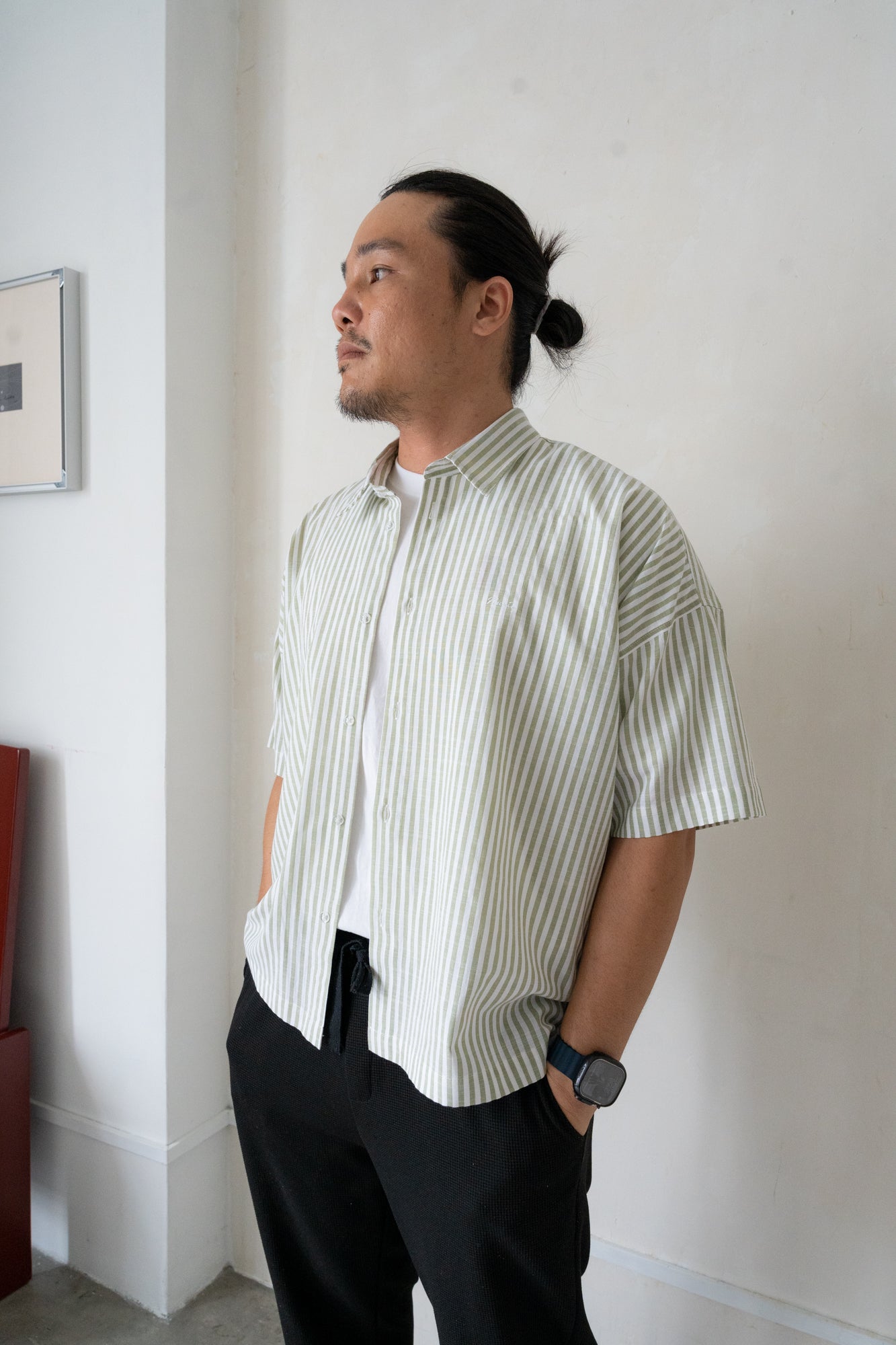 Will Boxy Striped Shirt in Sage