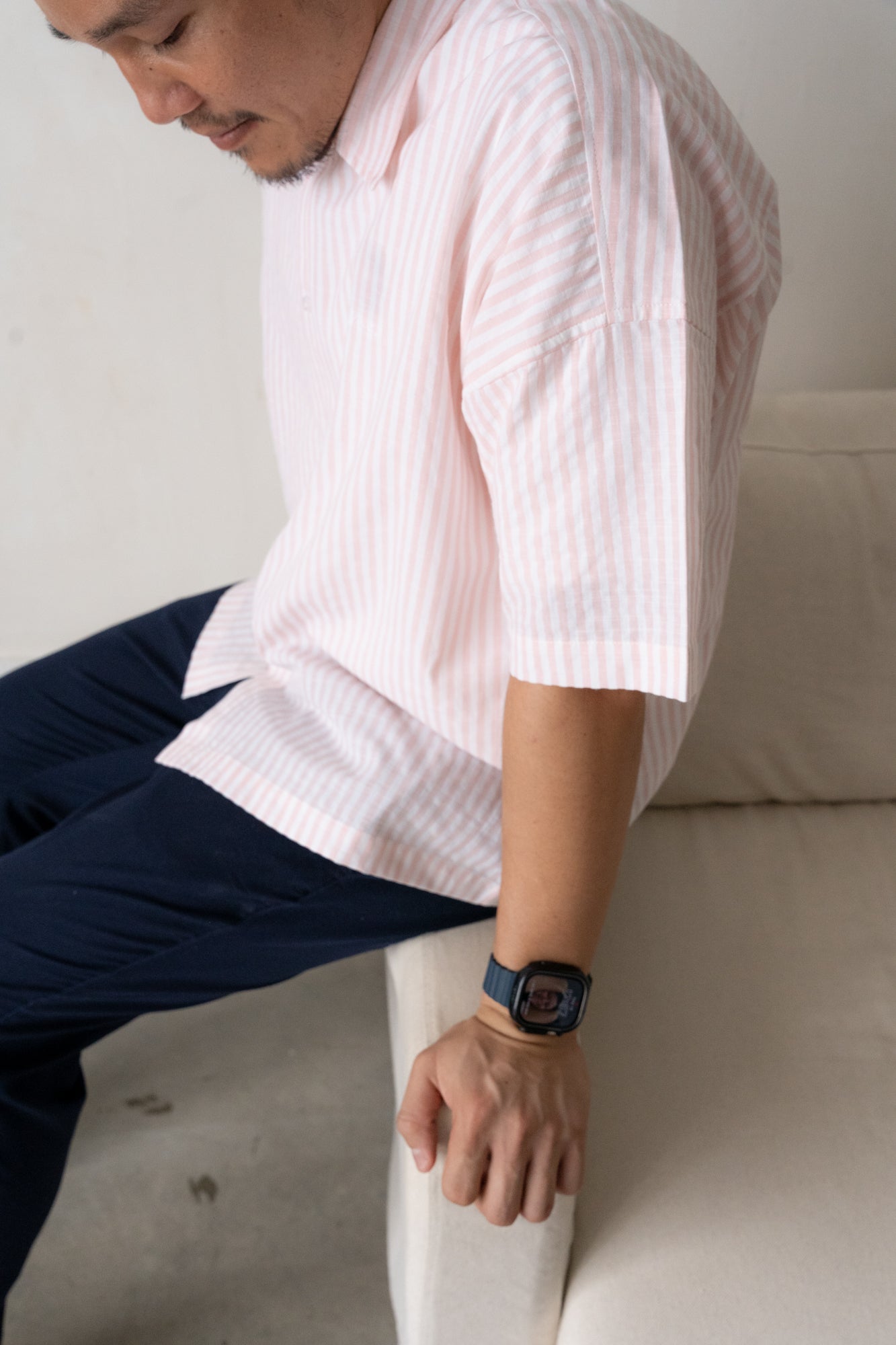 Will Boxy Striped Shirt in Pastel Peach