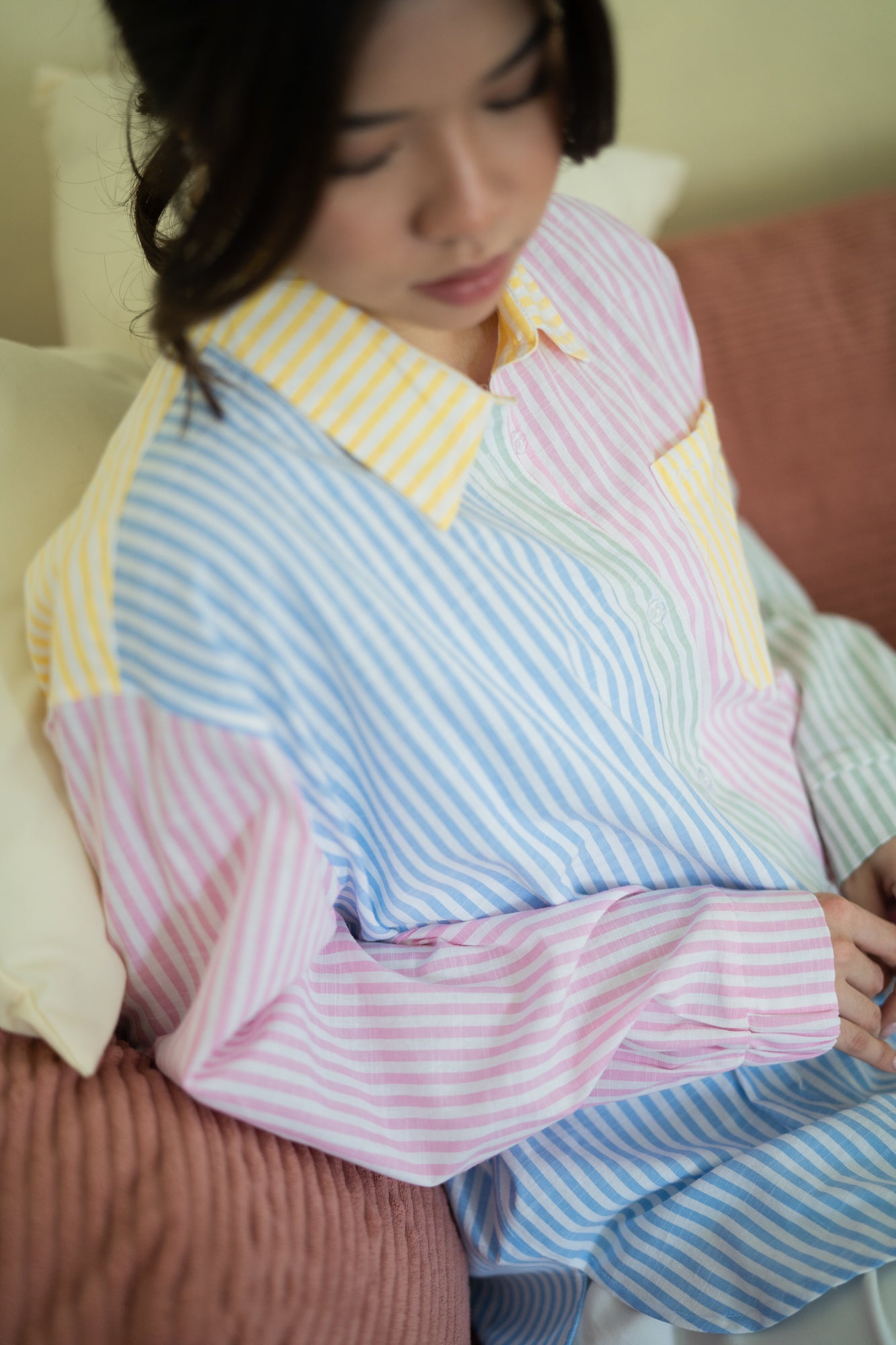 Lolly Multicoloured Striped Shirt in Blue Pink Yellow Green
