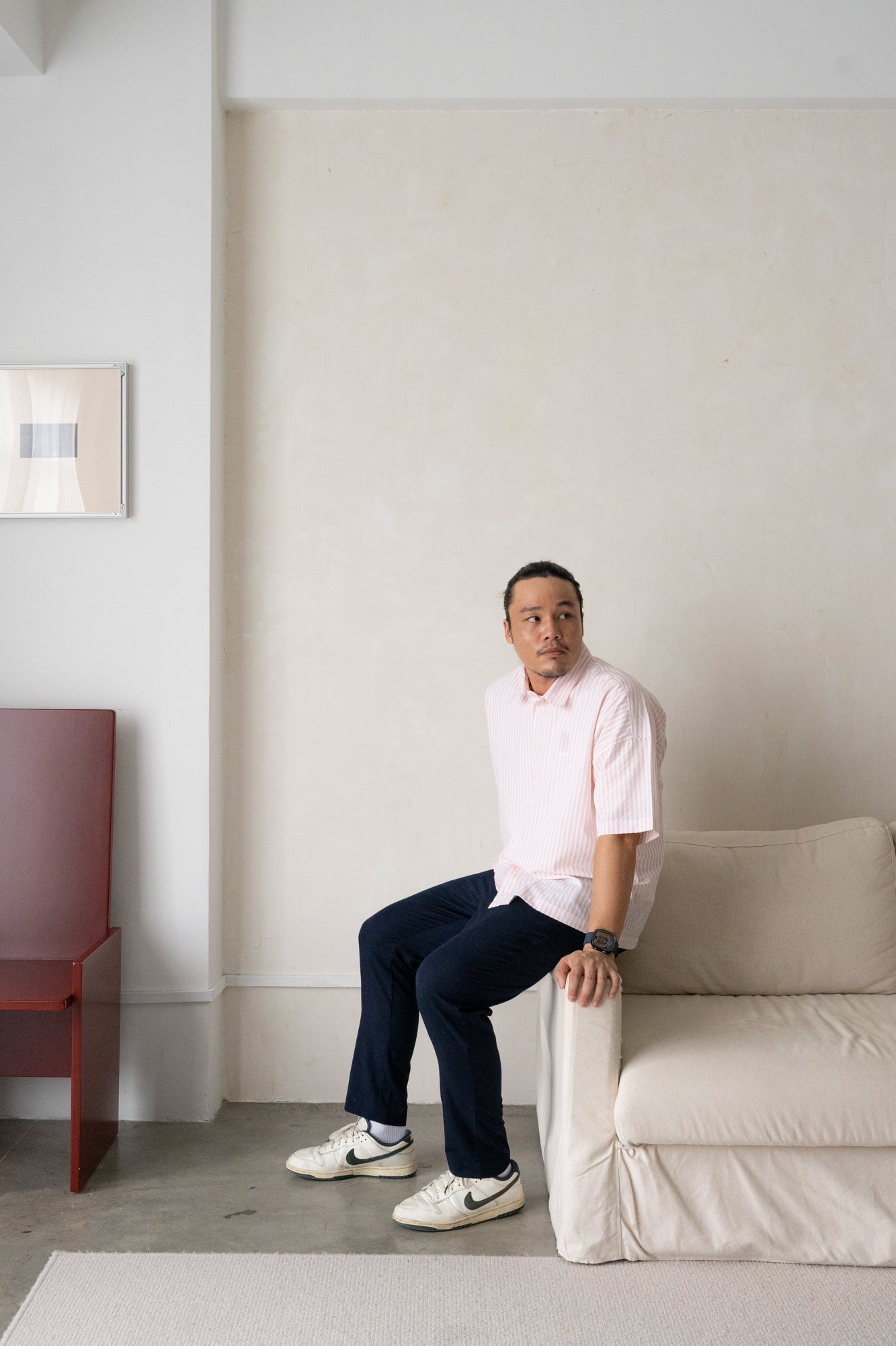 Will Boxy Striped Shirt in Pastel Peach