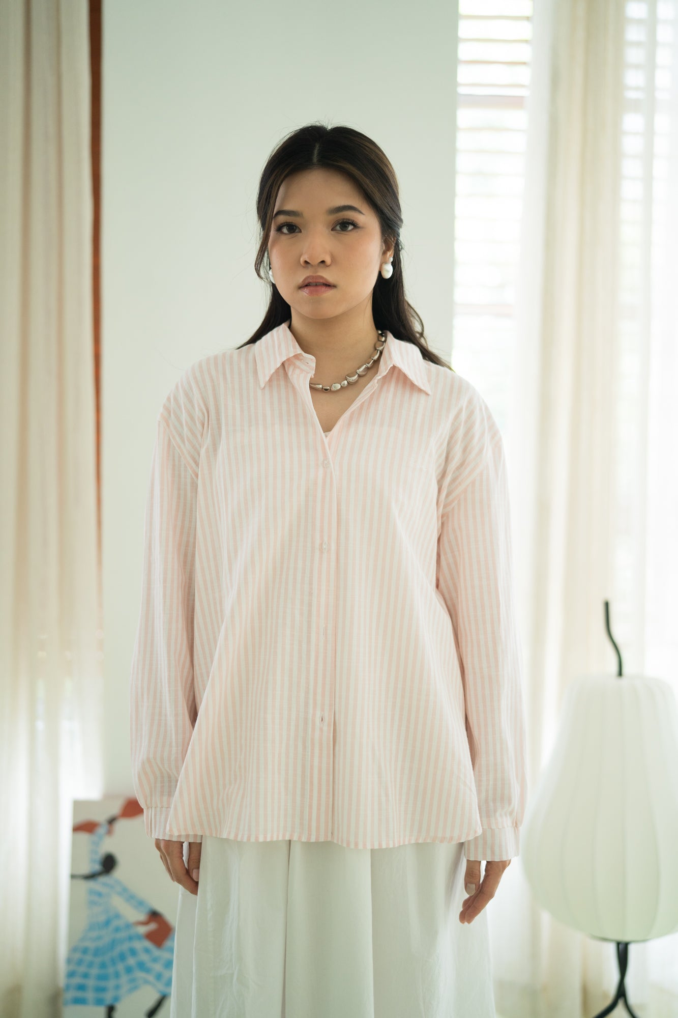 Candy Striped Shirt in Pastel Peach