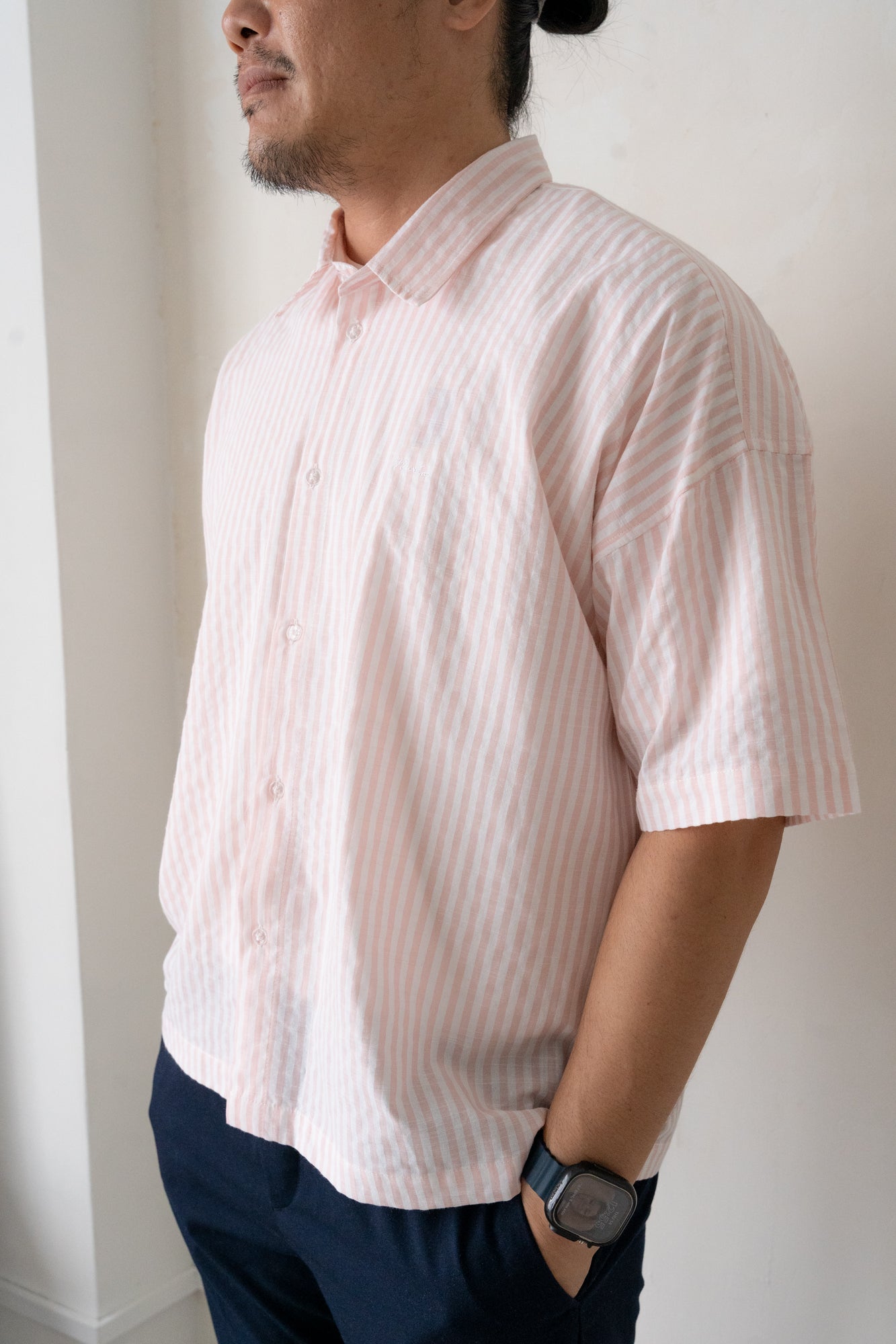 Will Boxy Striped Shirt in Pastel Peach