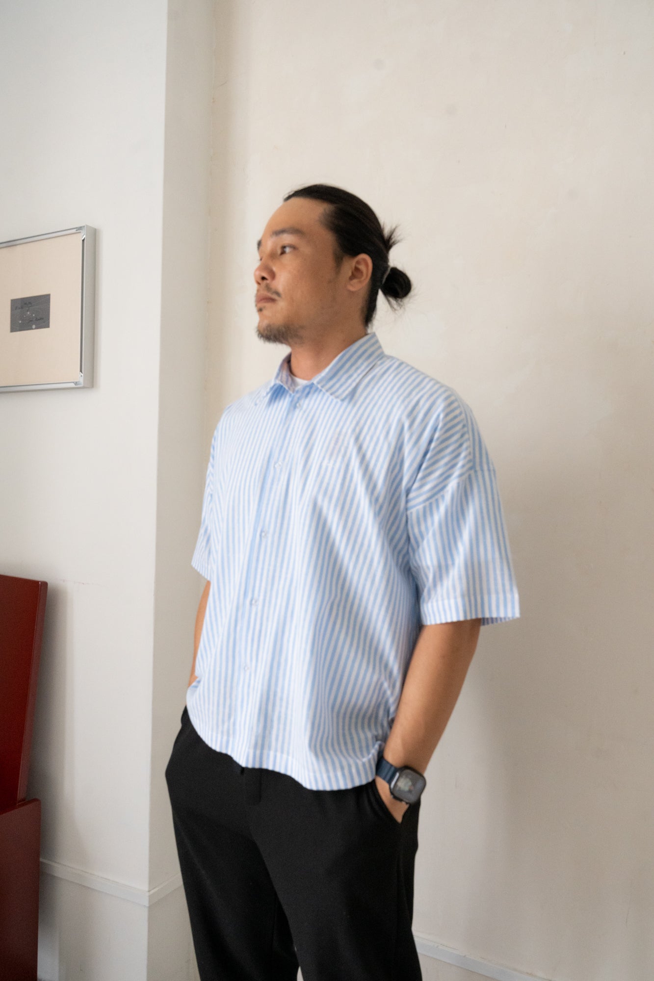 Will Boxy Striped Shirt in Baby Blue