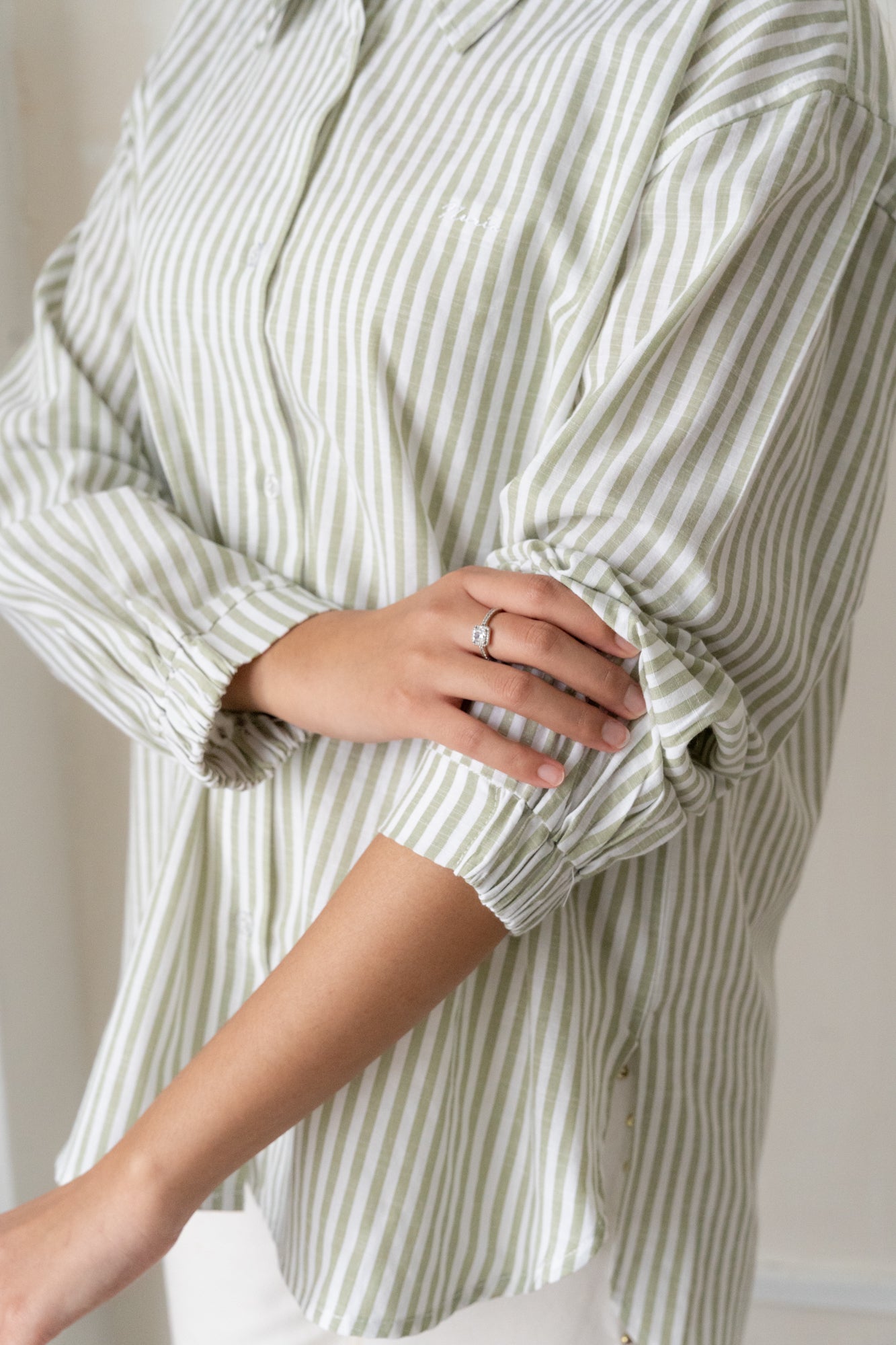 Candy Striped Shirt in Sage