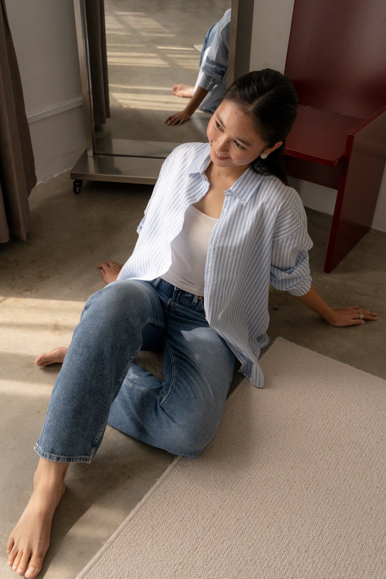 Candy Striped Shirt in Baby Blue