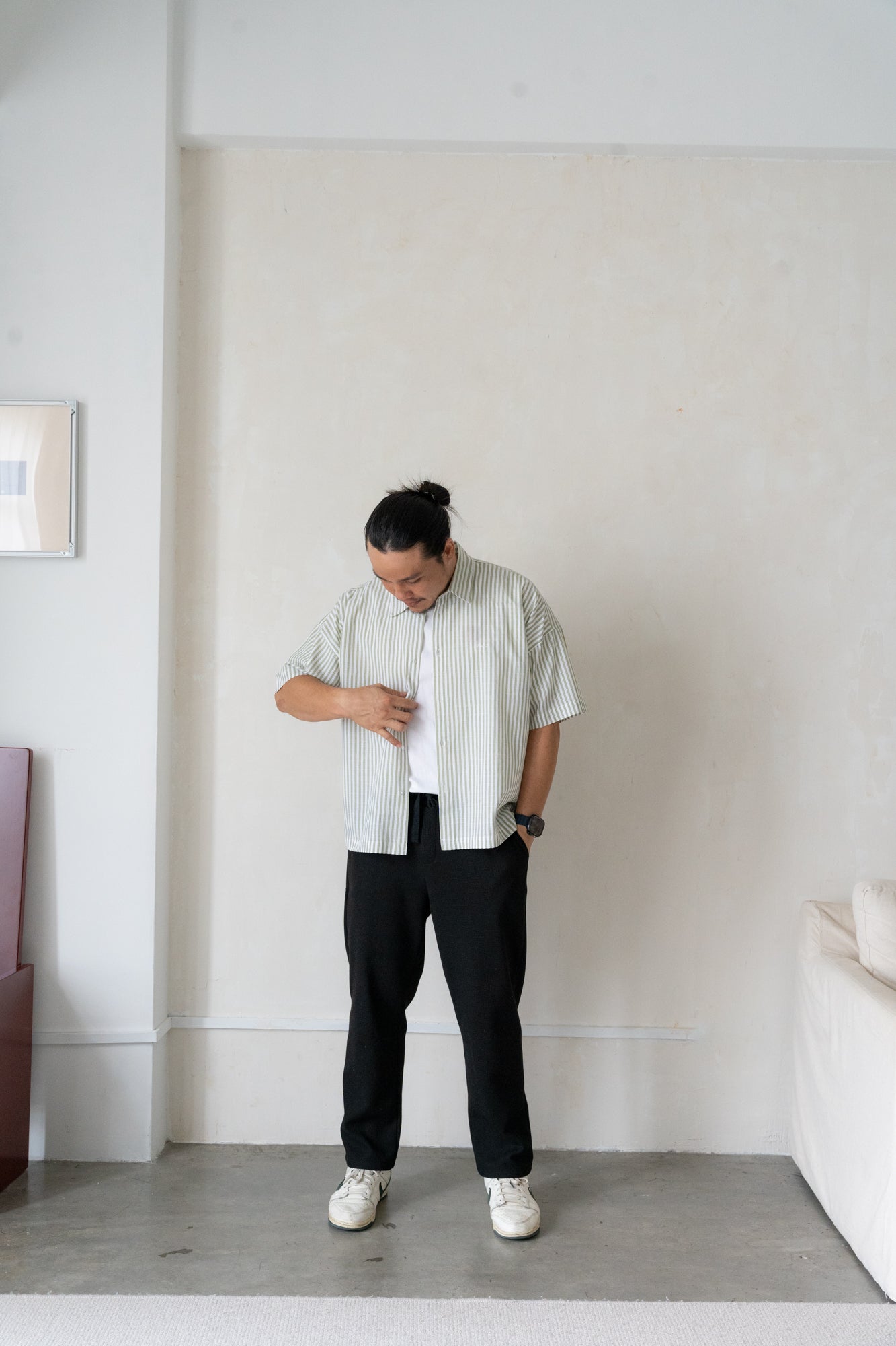 Will Boxy Striped Shirt in Sage