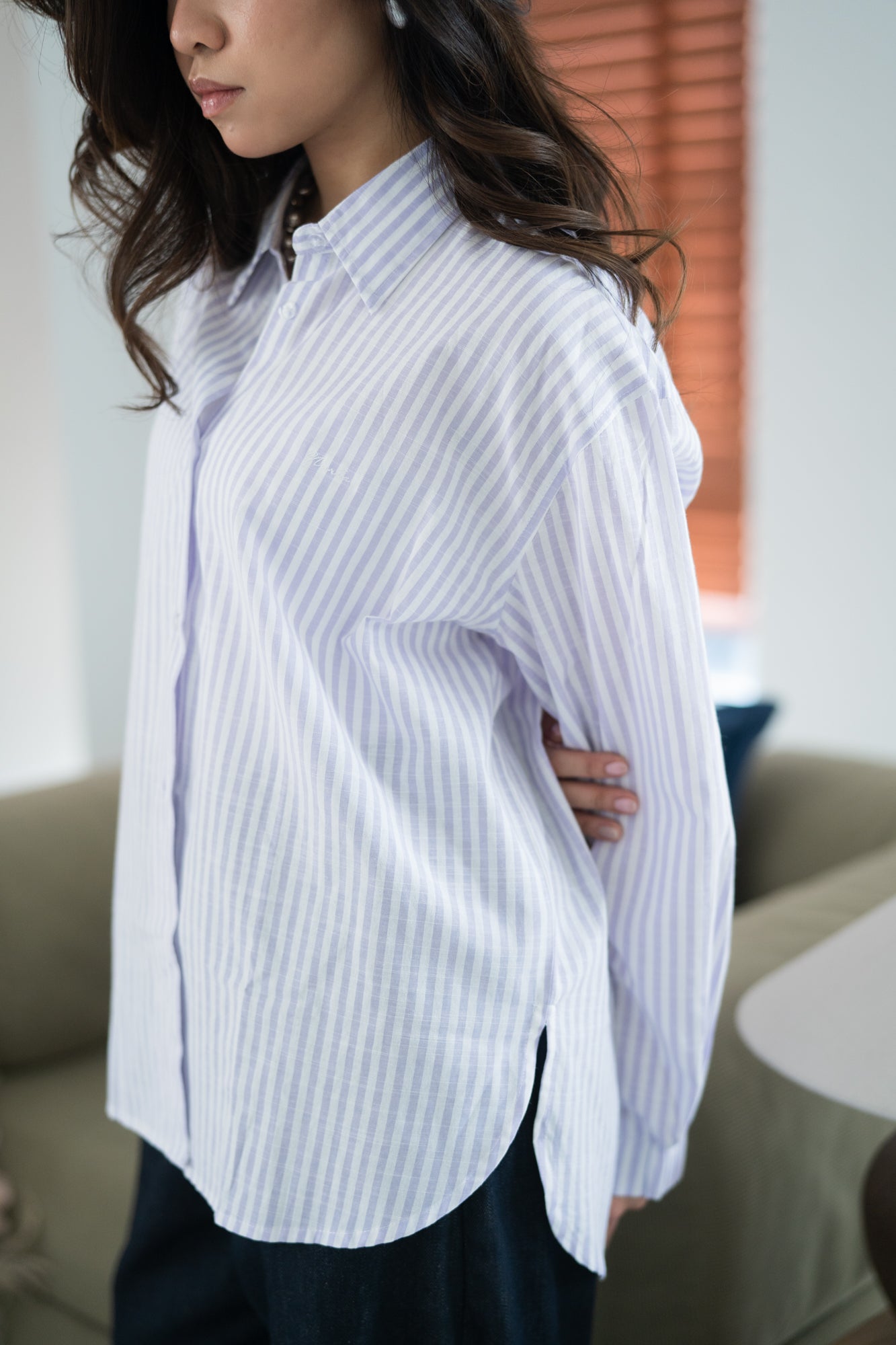 Candy Striped Shirt in Lilac