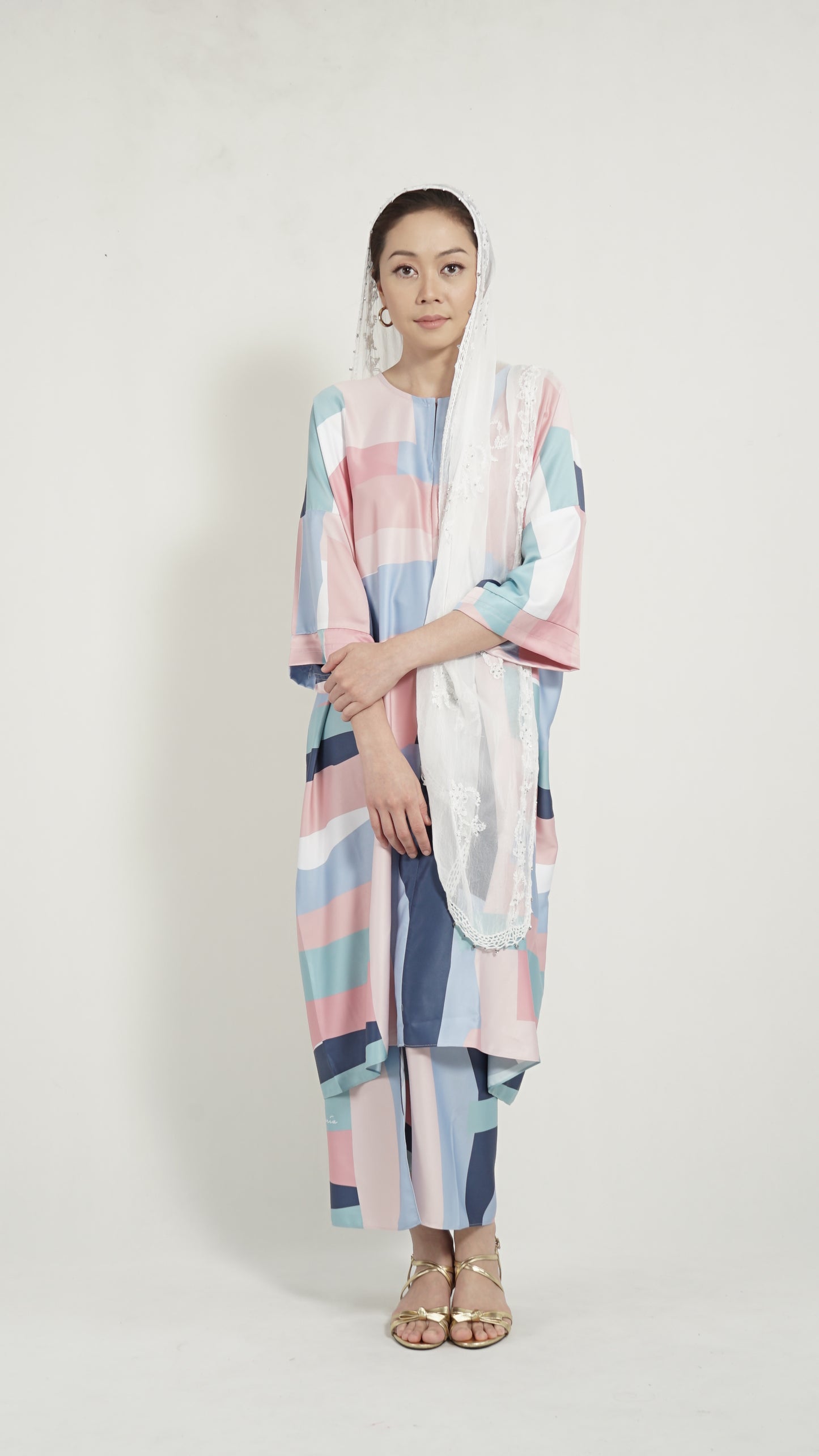 Kirana Top Blue Geometry